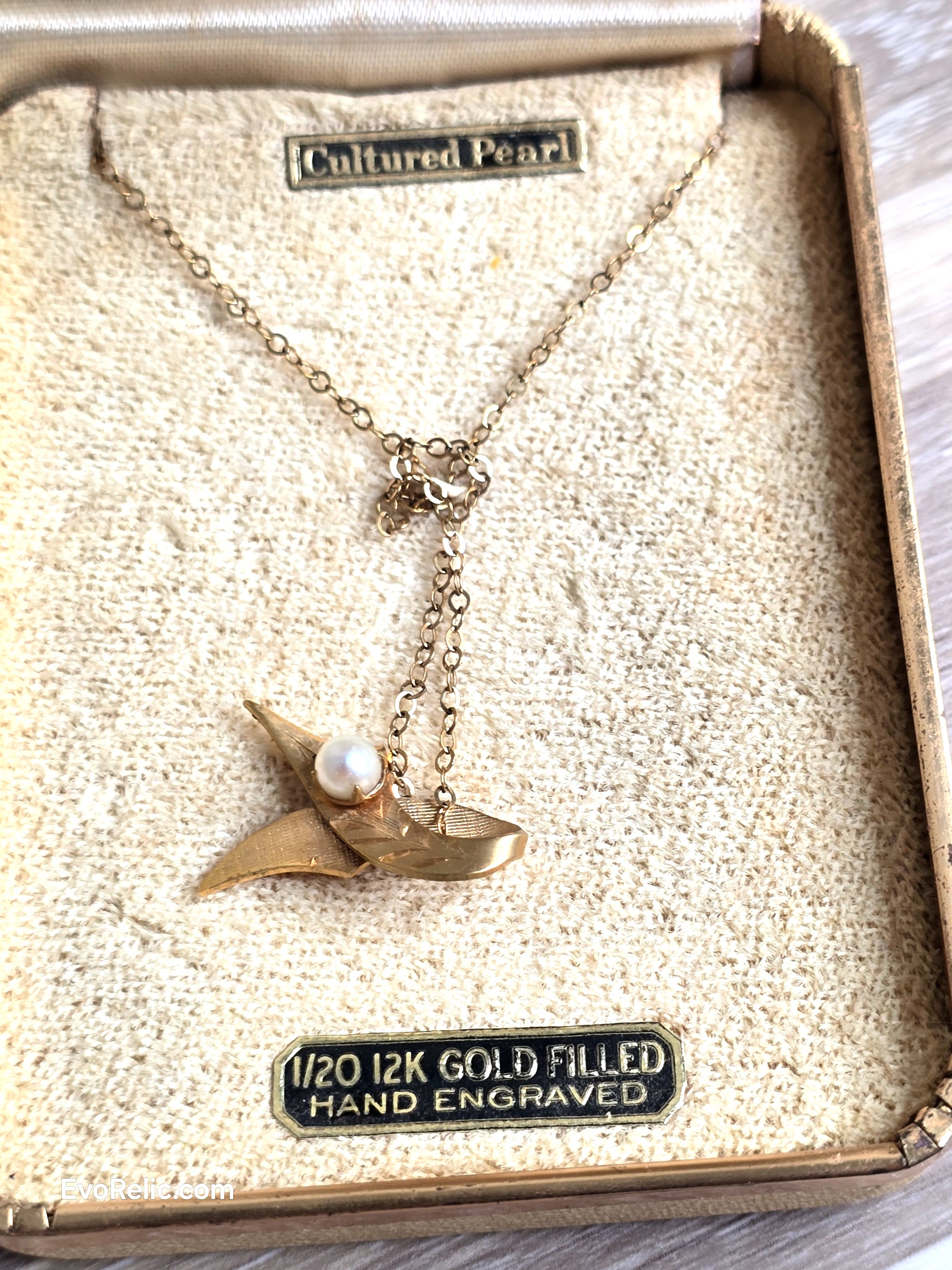 12k Gold Filled Necklace with Cultured Pearl Pendant