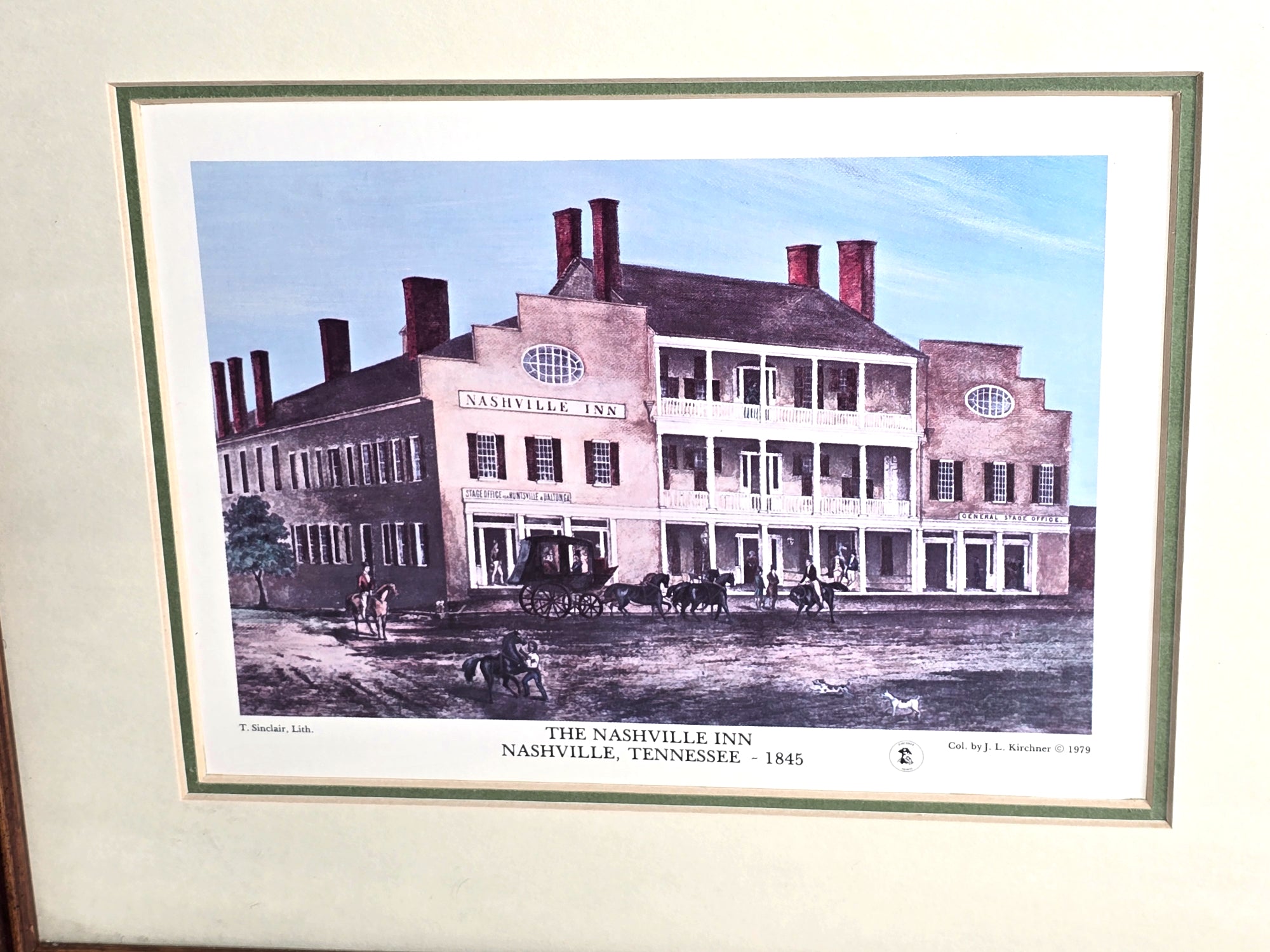 1845 The Nashville Inn Tennessee Wall Art Print by J.L. Kirchner