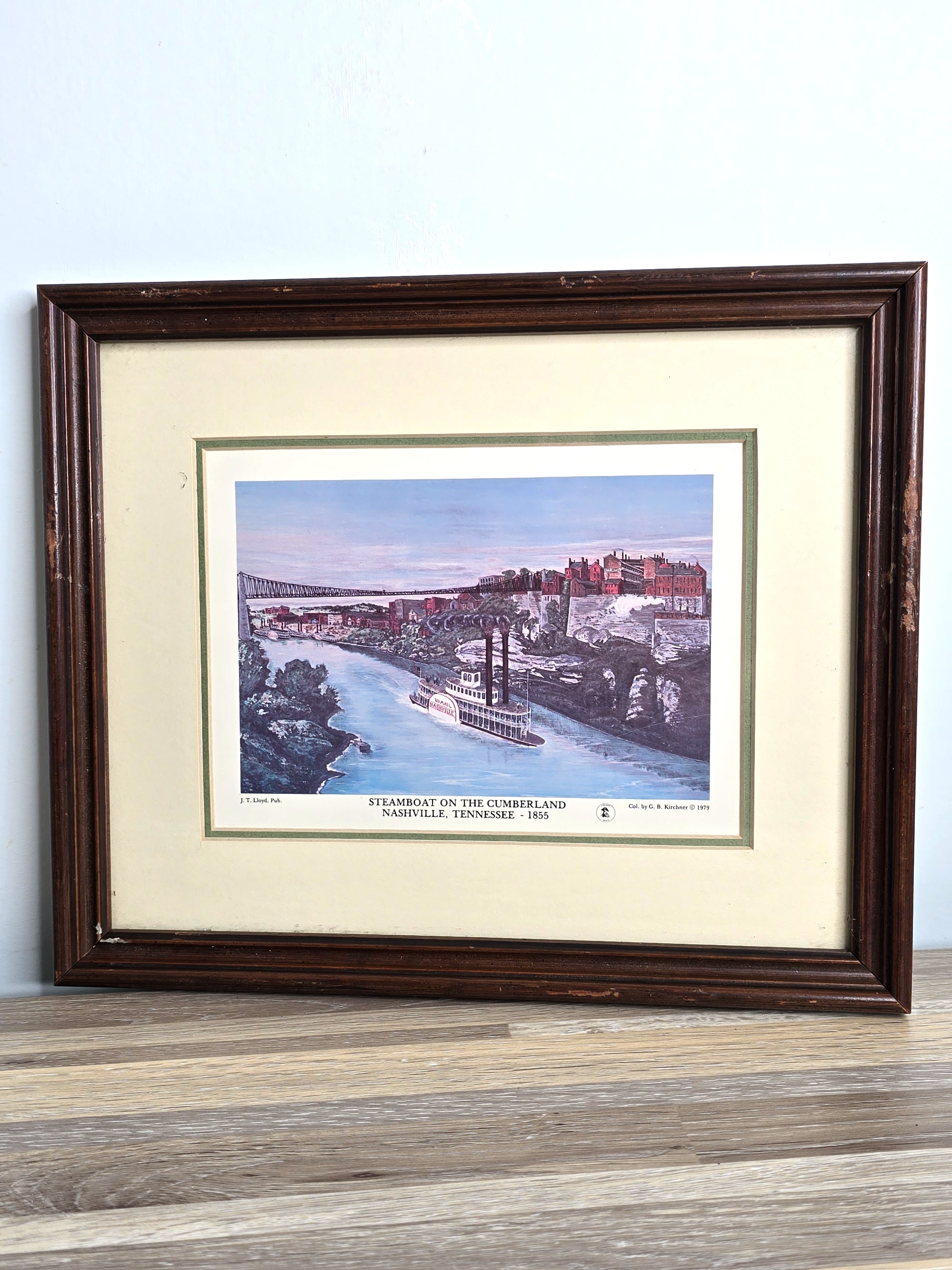 1855 Steamboat on Cumberland Nashville Tennessee Print Wall Art