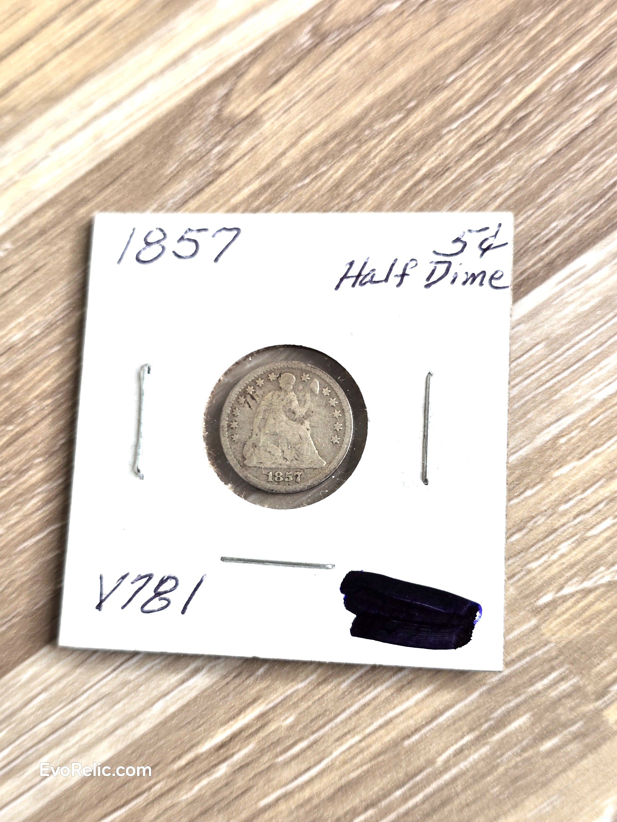 1857 Seated Silver Half Dime Coin