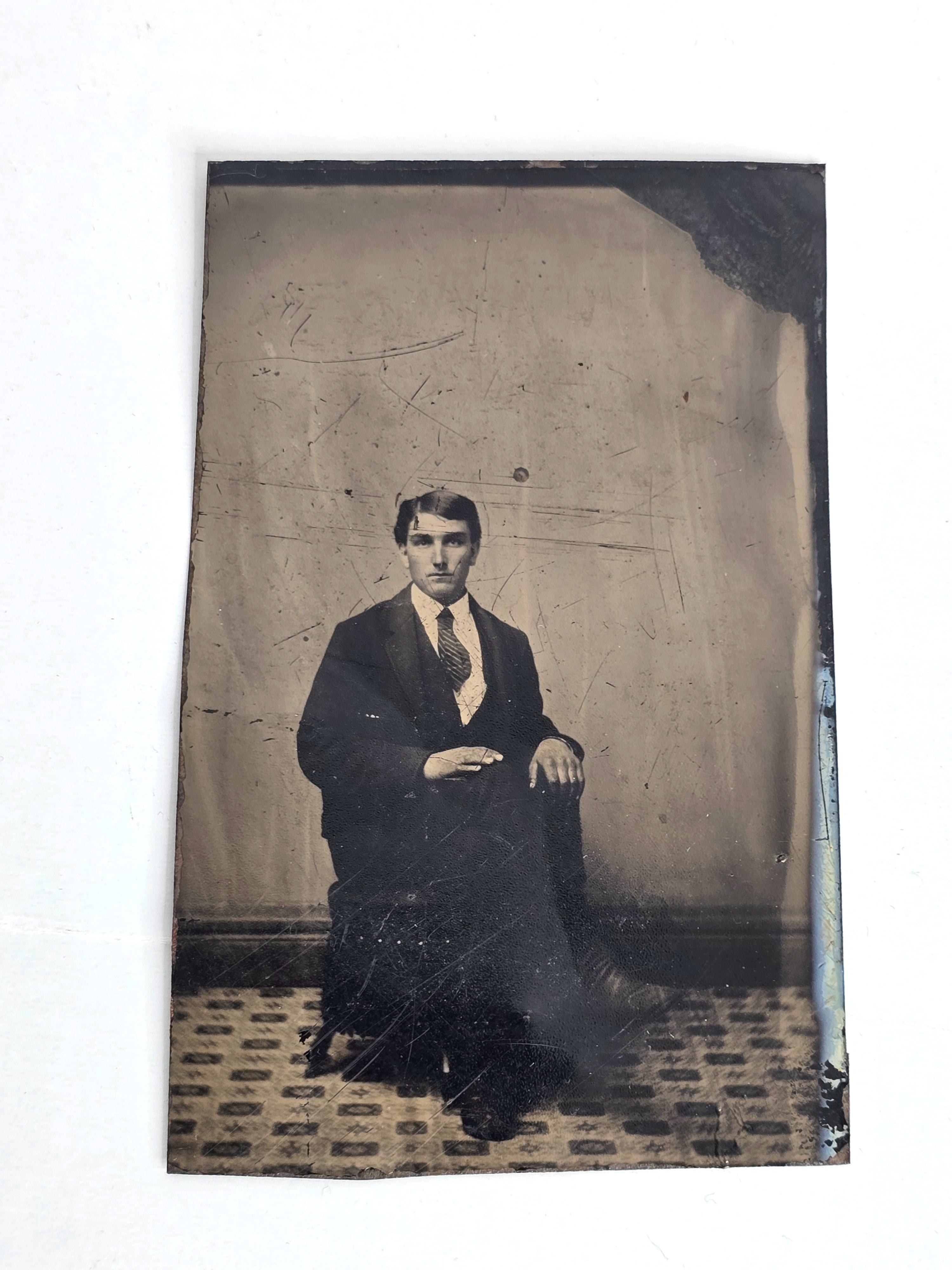 1860 Man in Chair Tintype Picture