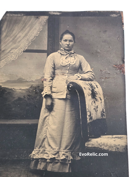1860 Woman in Beige Formal Dress Tintype