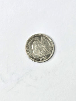 1871 Seated Liberty Half Dime 90% Silver - Rare