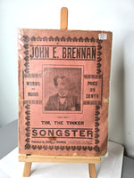 1895 John E Brennan Words and Music Tim, The Tinker Songster - VERY RARE