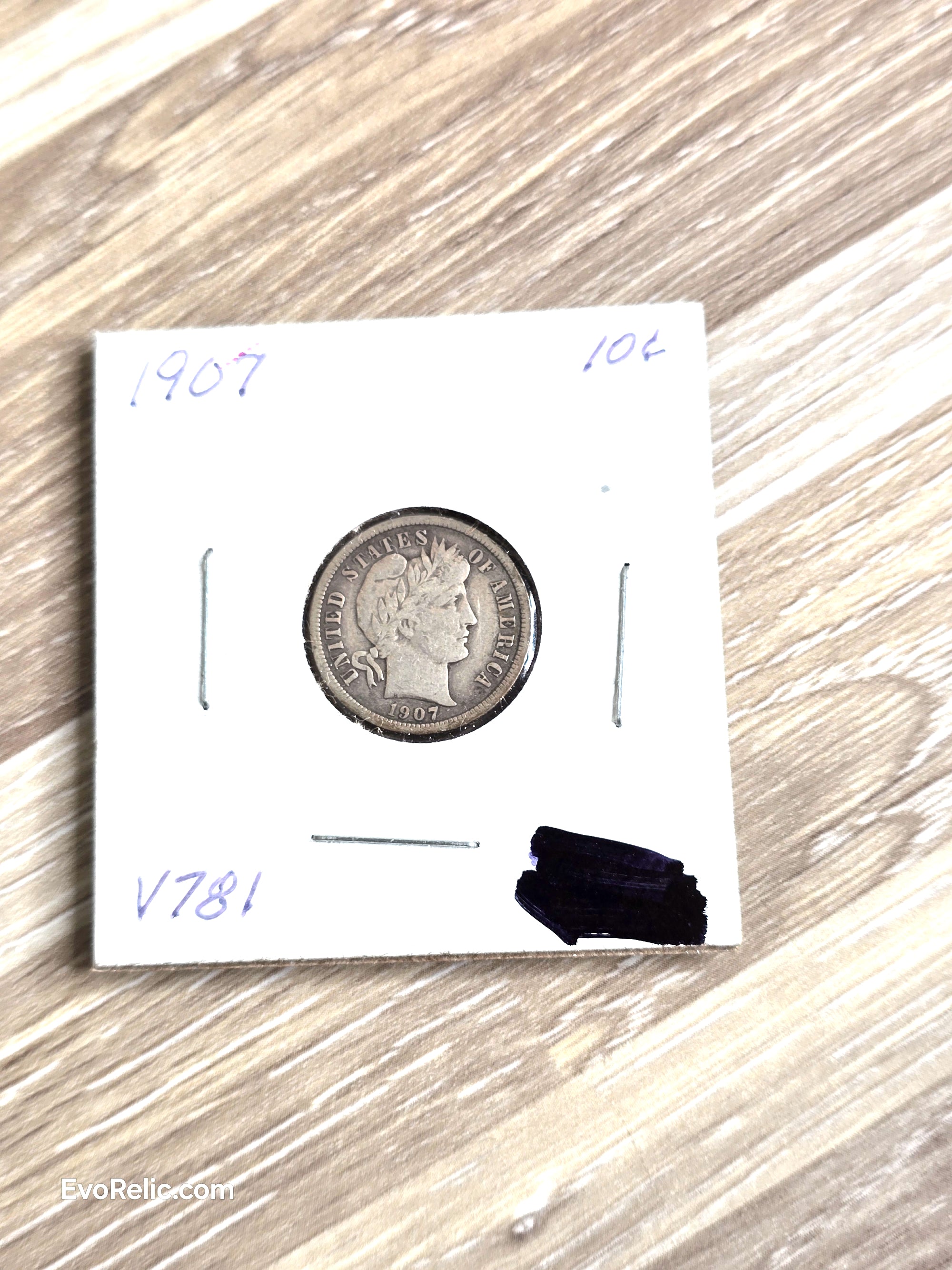 1907 Liberty Silver Barber Dime