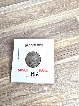 1912 Barber Dime Silver Coin Rare