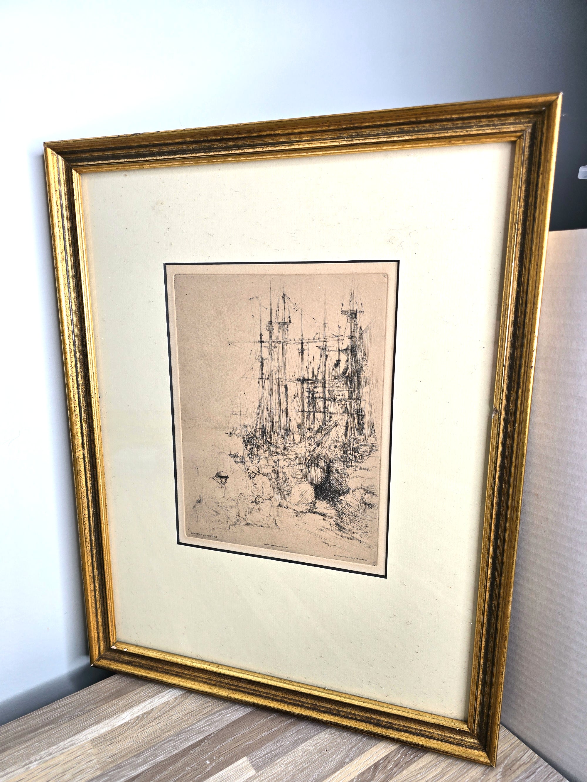 1920s French Art Saint Malo Coin Du Port by Auguste Brouet Print Louvre Museum in Paris