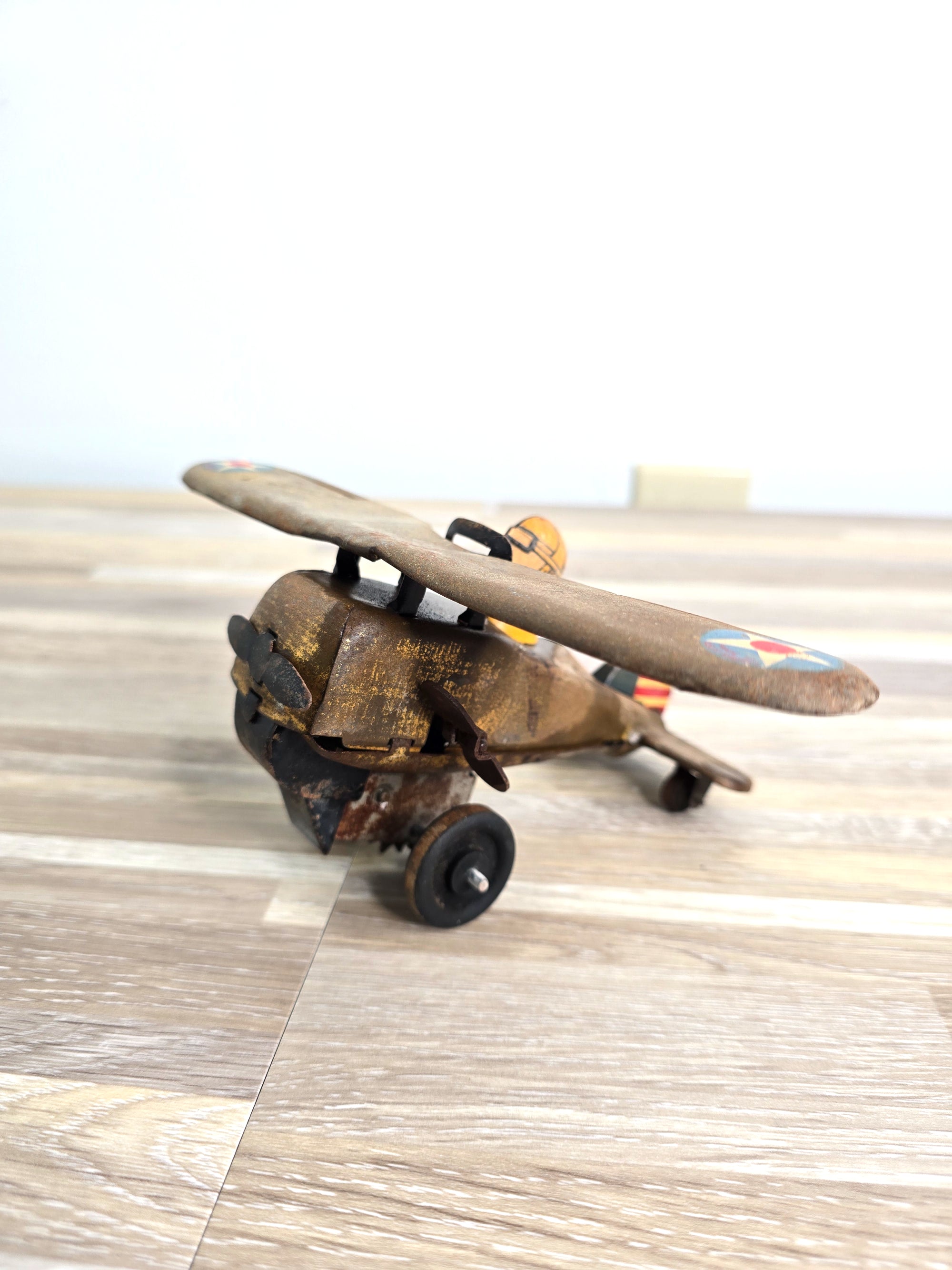 1930s Tin Toy Single Prop Airplane United States Army Air Corps (USAAC)