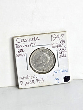 1947 Silver Coin Canadian Ten Cents