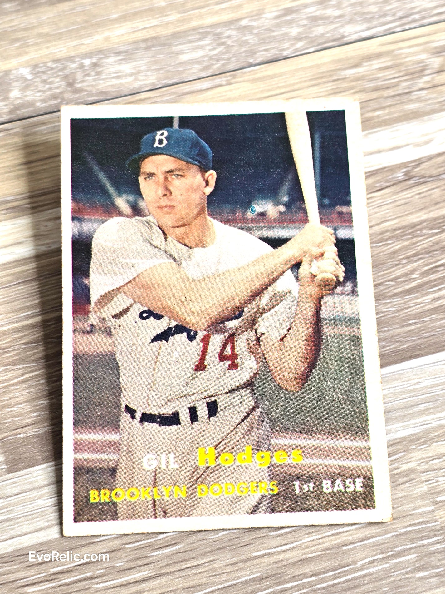 1957 Gil Hodges Brooklyn Dodgers Topps Baseball Card No 80
