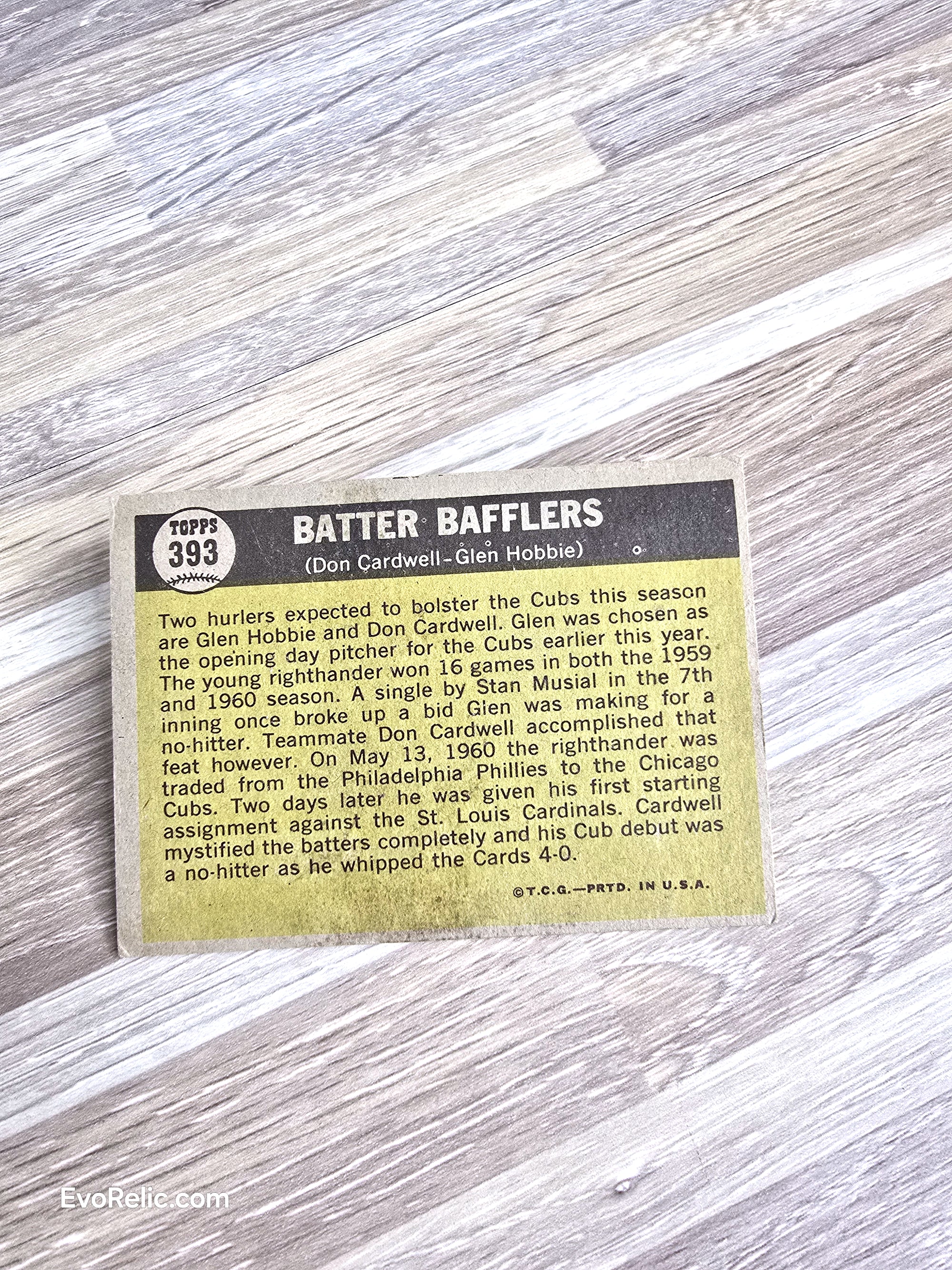 1961 Batter Bafflers Cardwell Hobbie Topps Baseball Card No 393