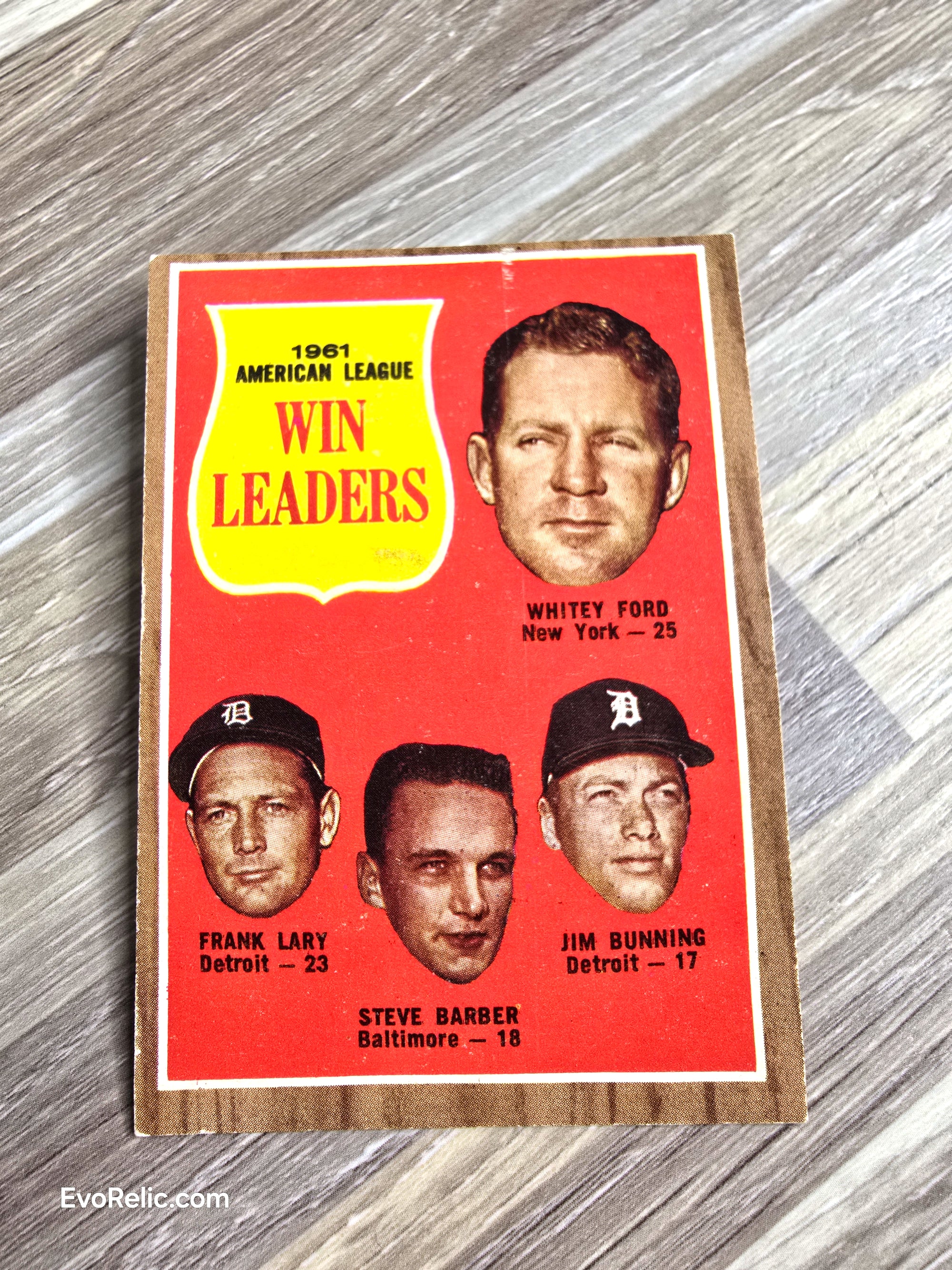 1961 Topps Baseball Card American League Pitching Leaders No. 57