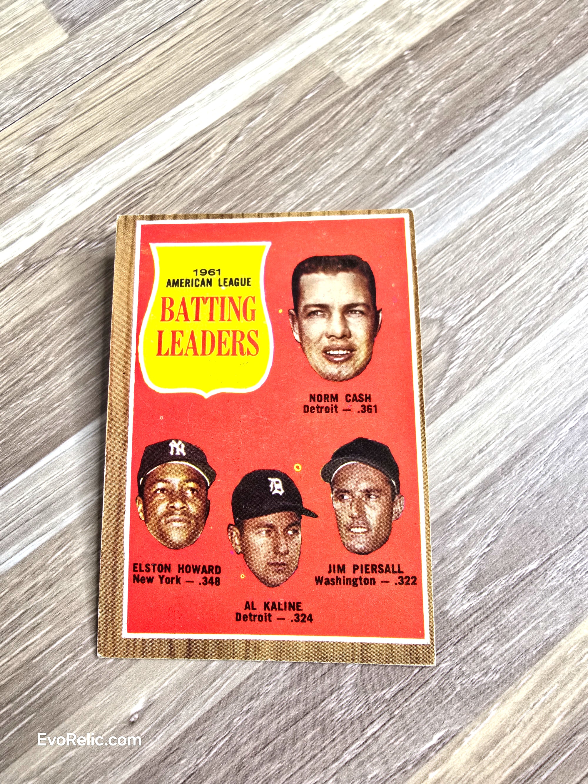1961 Topps Baseball Card Batting Leaders American League No. 51