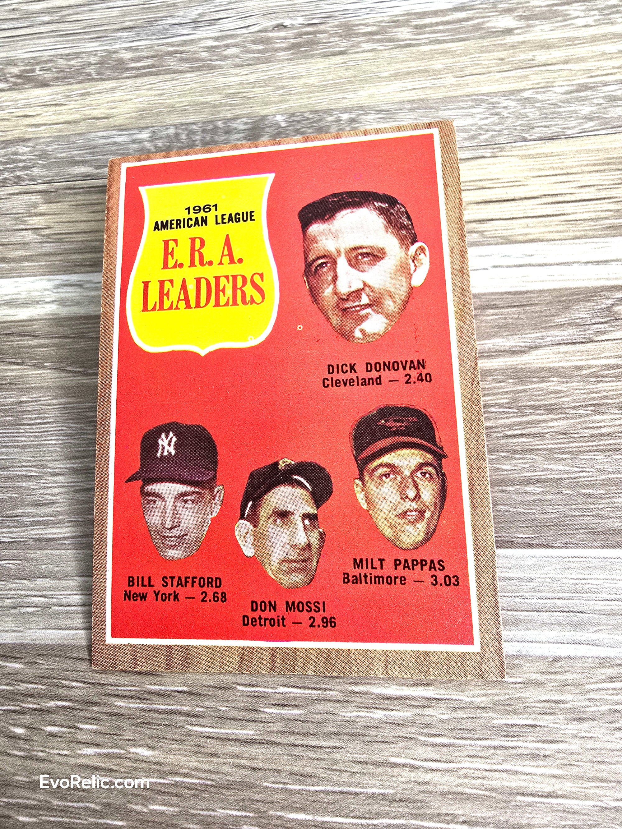 1962 Baseball ERA Leaders Topps Card No 55
