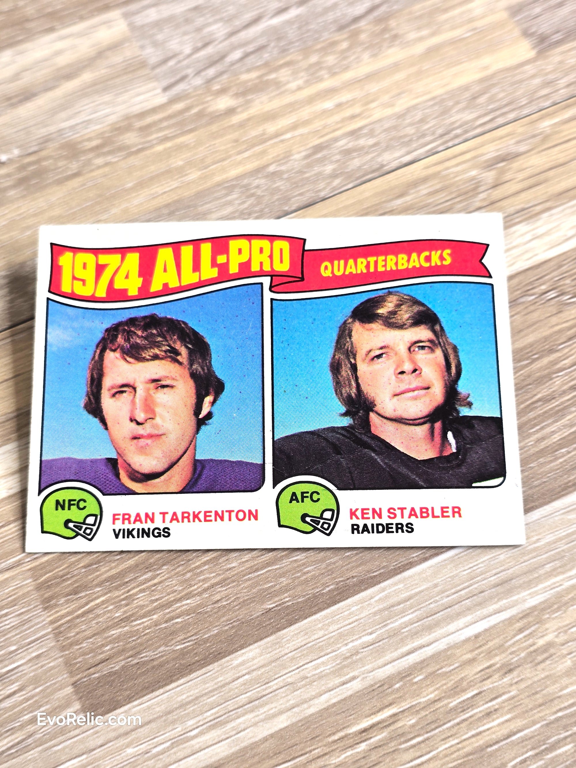1975 NFL All-Pro Quarterbacks Tarkenton Stabler Topps Football Card No 208
