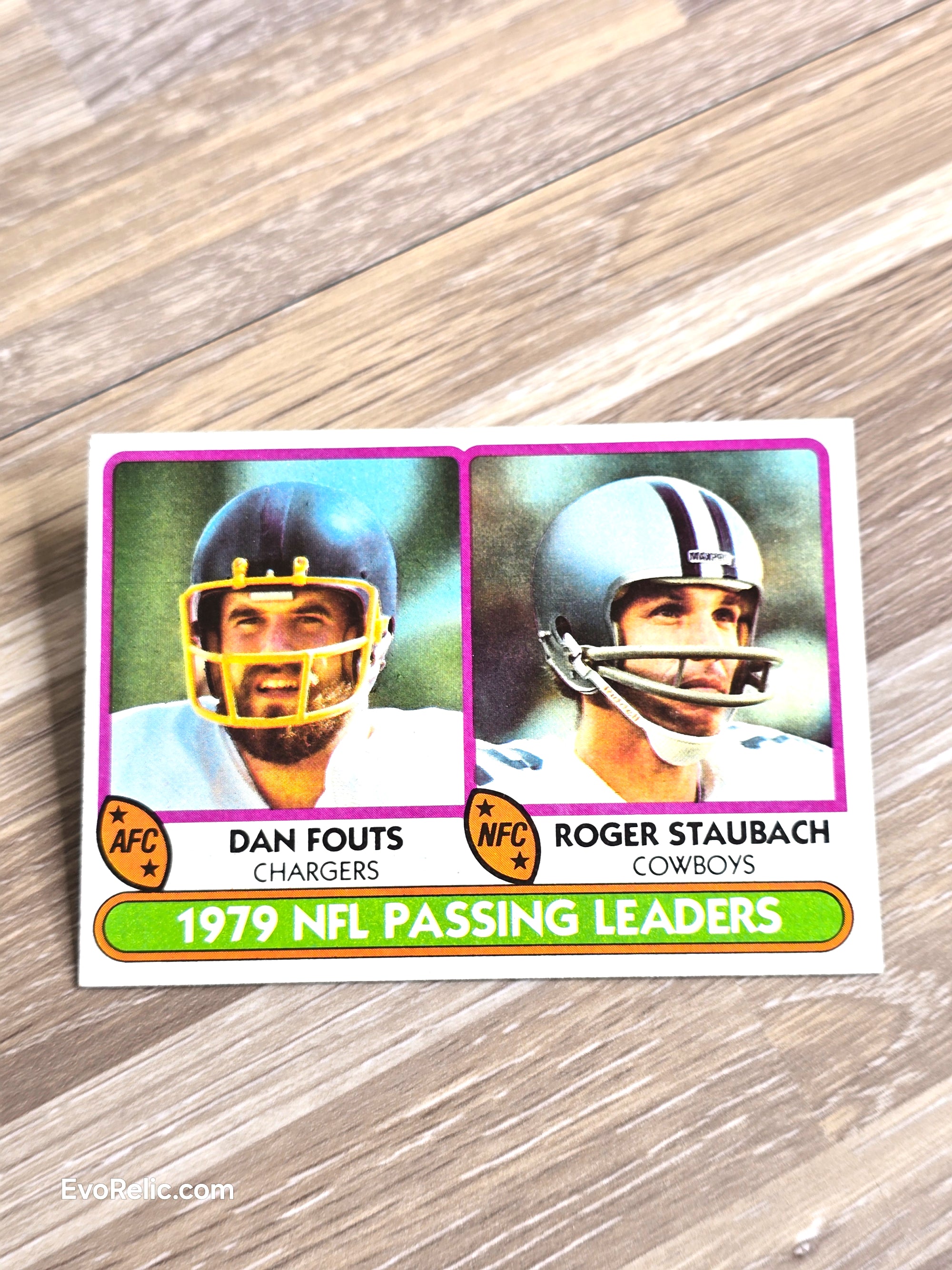 1980 Topps NFL Pass Leaders Card Fouts Staubach No 331