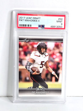 2017 Patrick Mahomes Football Card Leaf No. 56 PSA Graded Mint