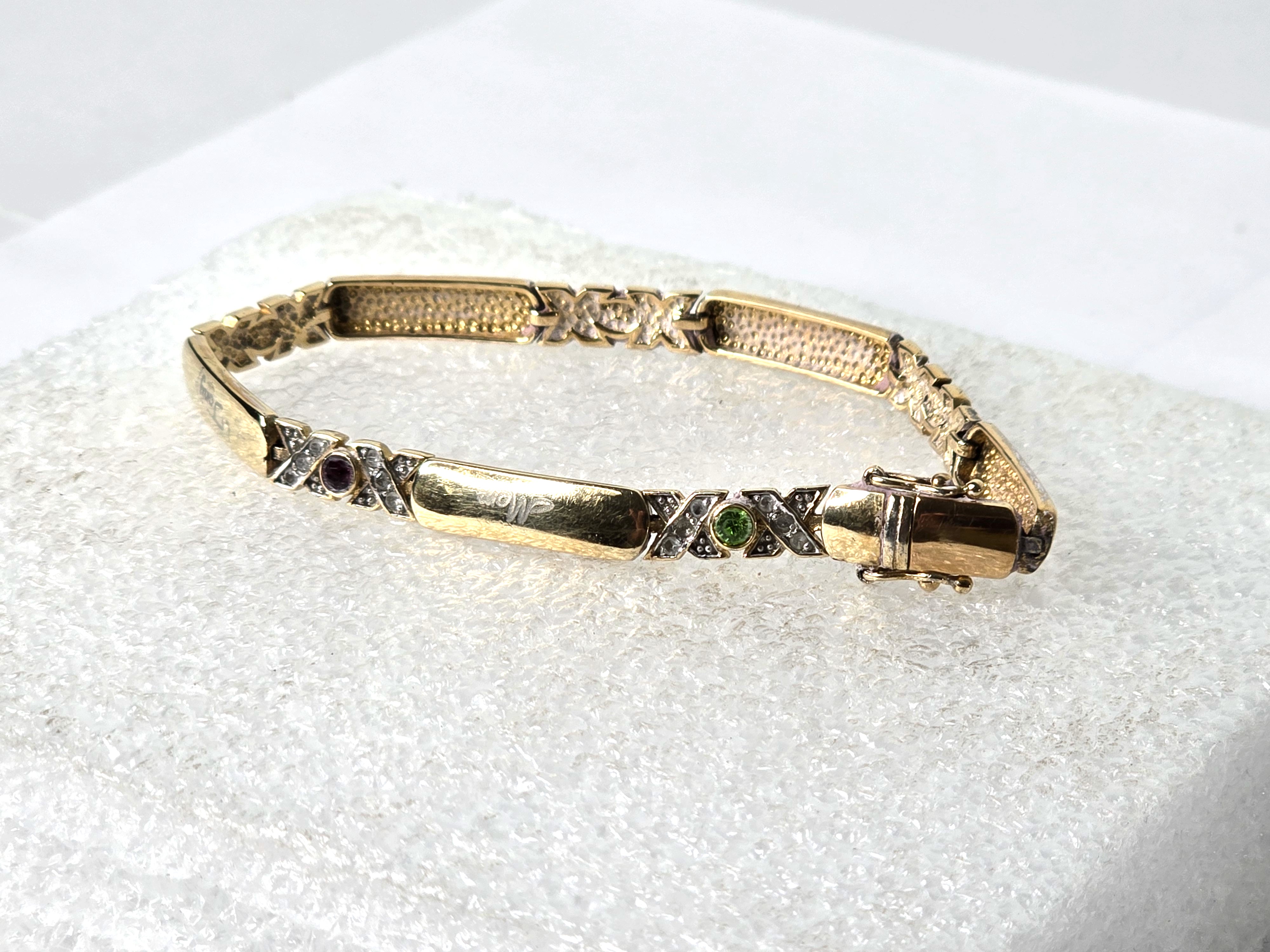 Vintage Sterling Silver Bracelet with Gemstones