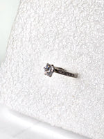 Vintage Ring Diamonds on Band Silver Plated