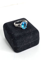 Blue Topaz Sterling Silver Ring Size 8