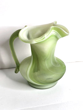 Vintage Pitcher Kanawaha Small Green Glass Vase, West Virginia