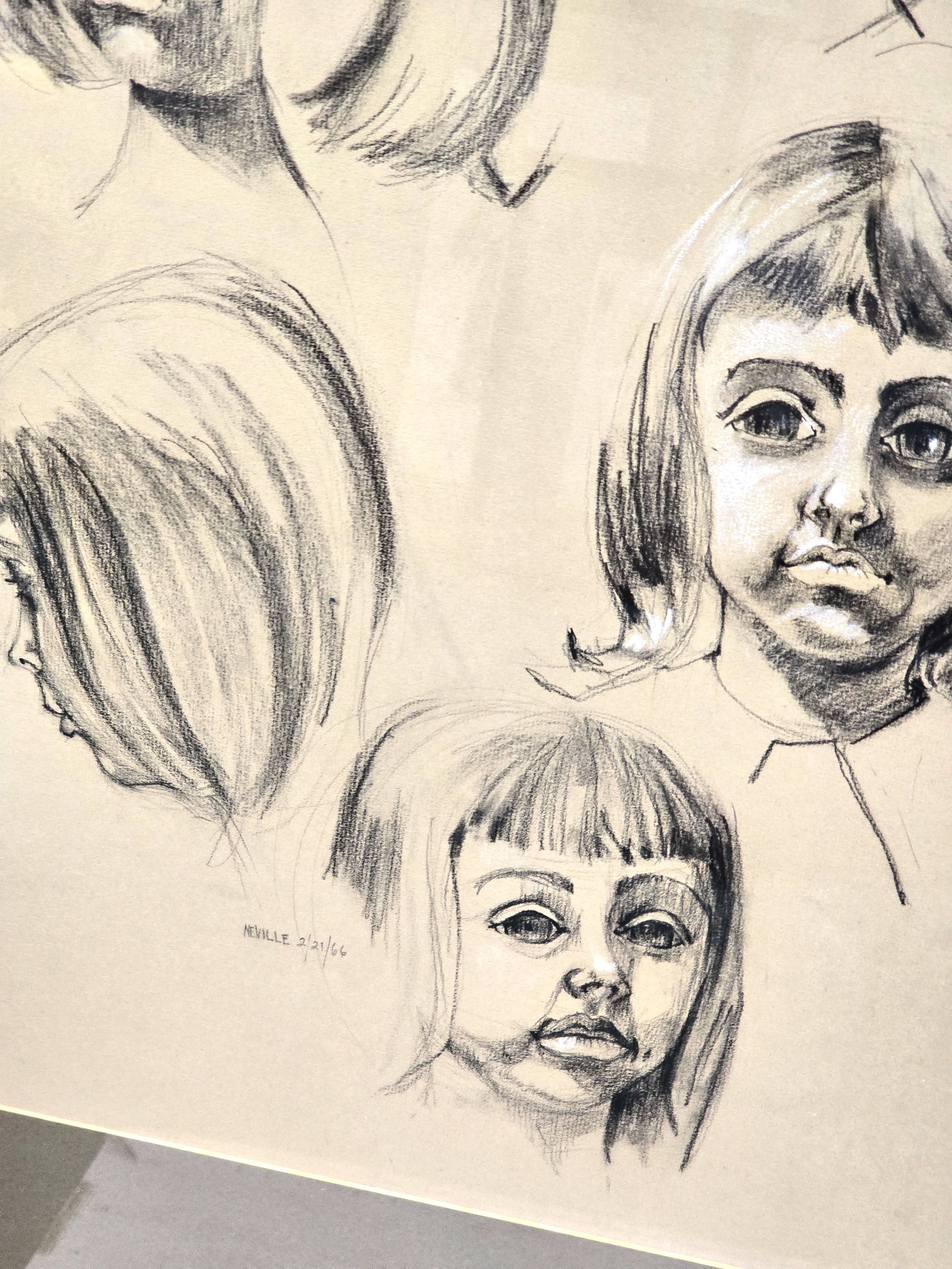 Faces Portrait Art Drawing Original Signed by Artist