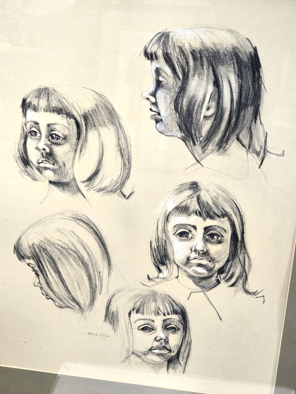 Faces Portrait Art Drawing Original Signed by Artist