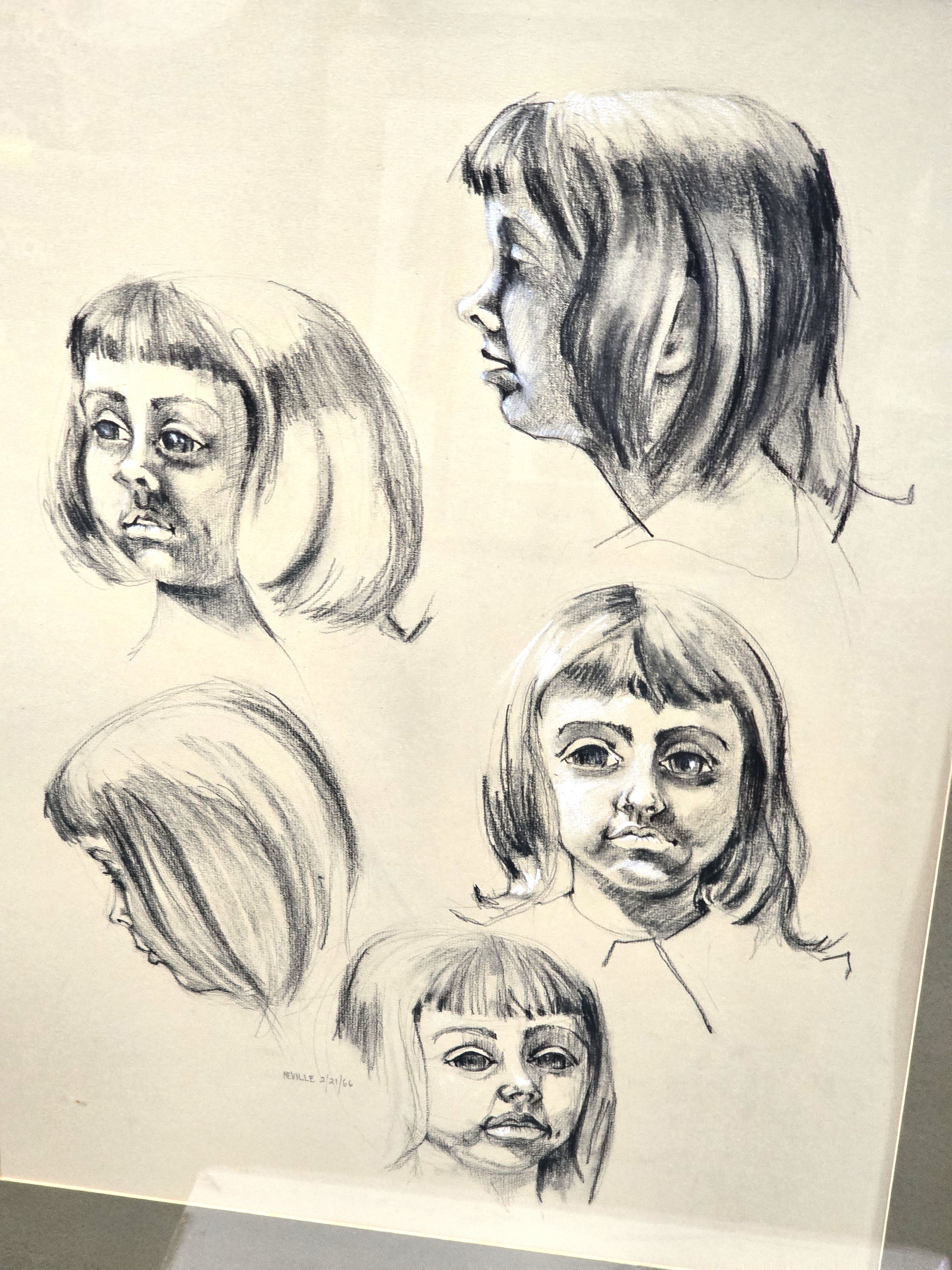 Faces Portrait Art Drawing Original Signed by Artist