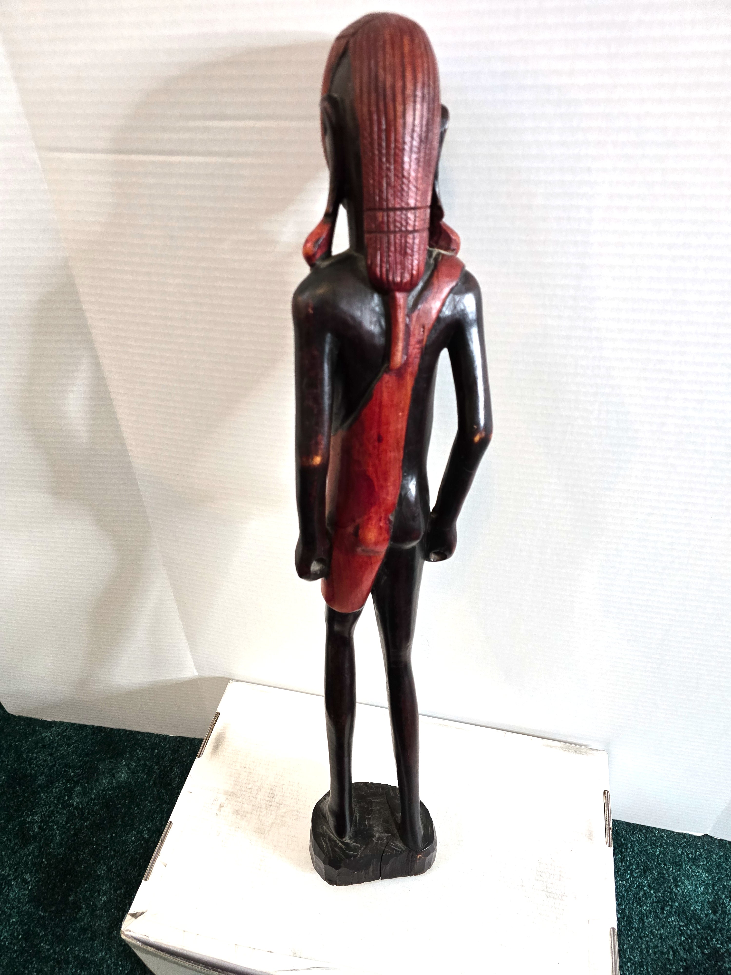 African Art Statue Handcrafted Sculpture Mahogany Wood