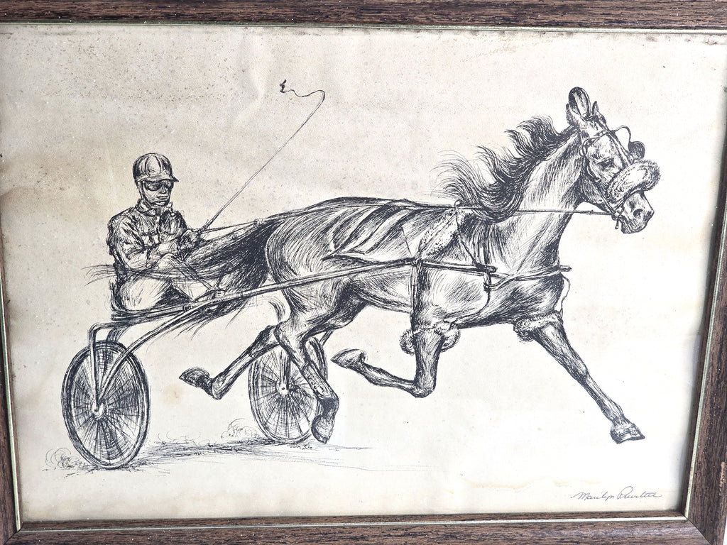 Art Horse Buggy Trotter Sketch Signed by Marilyn Privitere