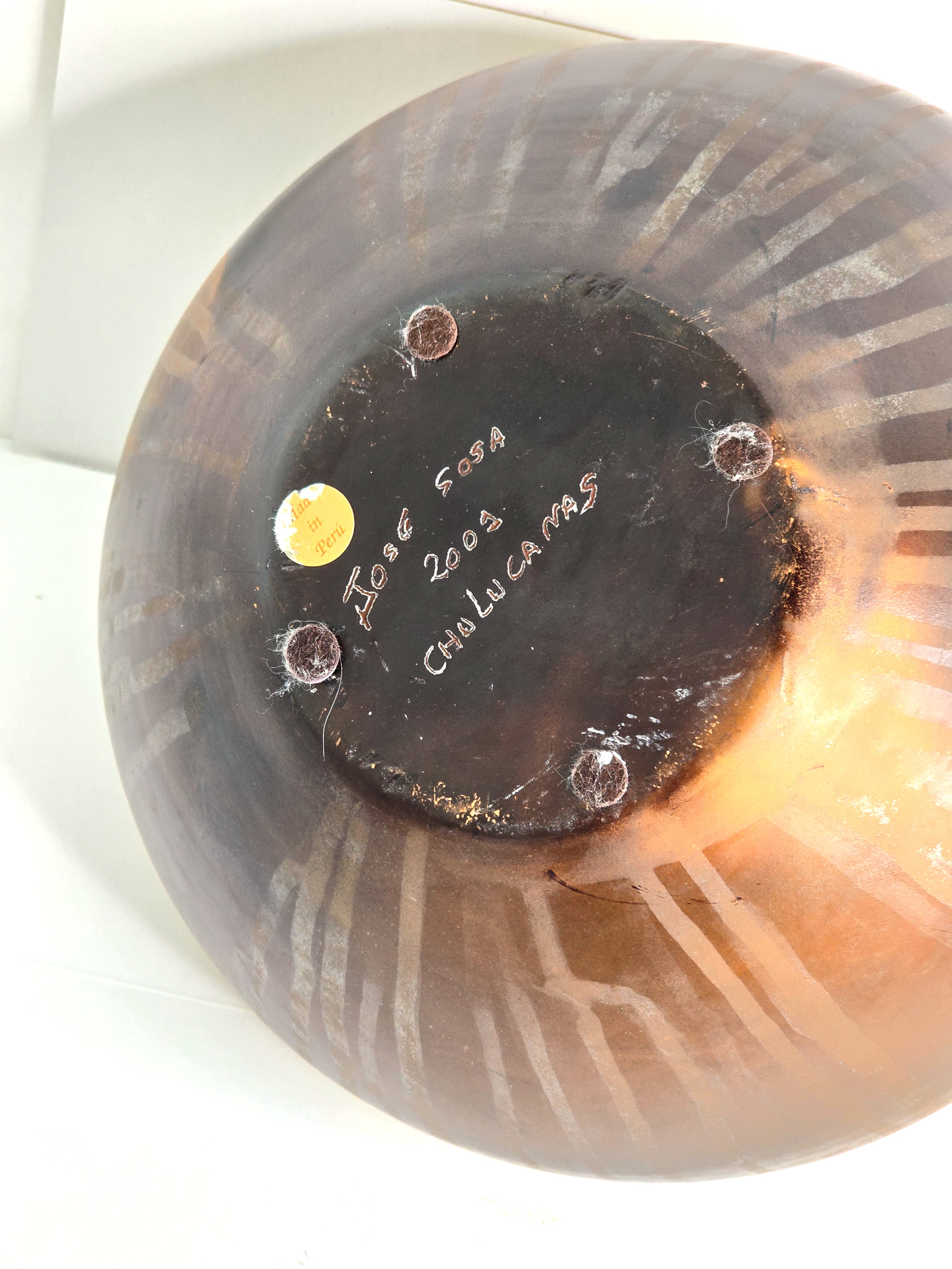 Art Peruvian Clay Pot Handmade Signed by Jose Sosa