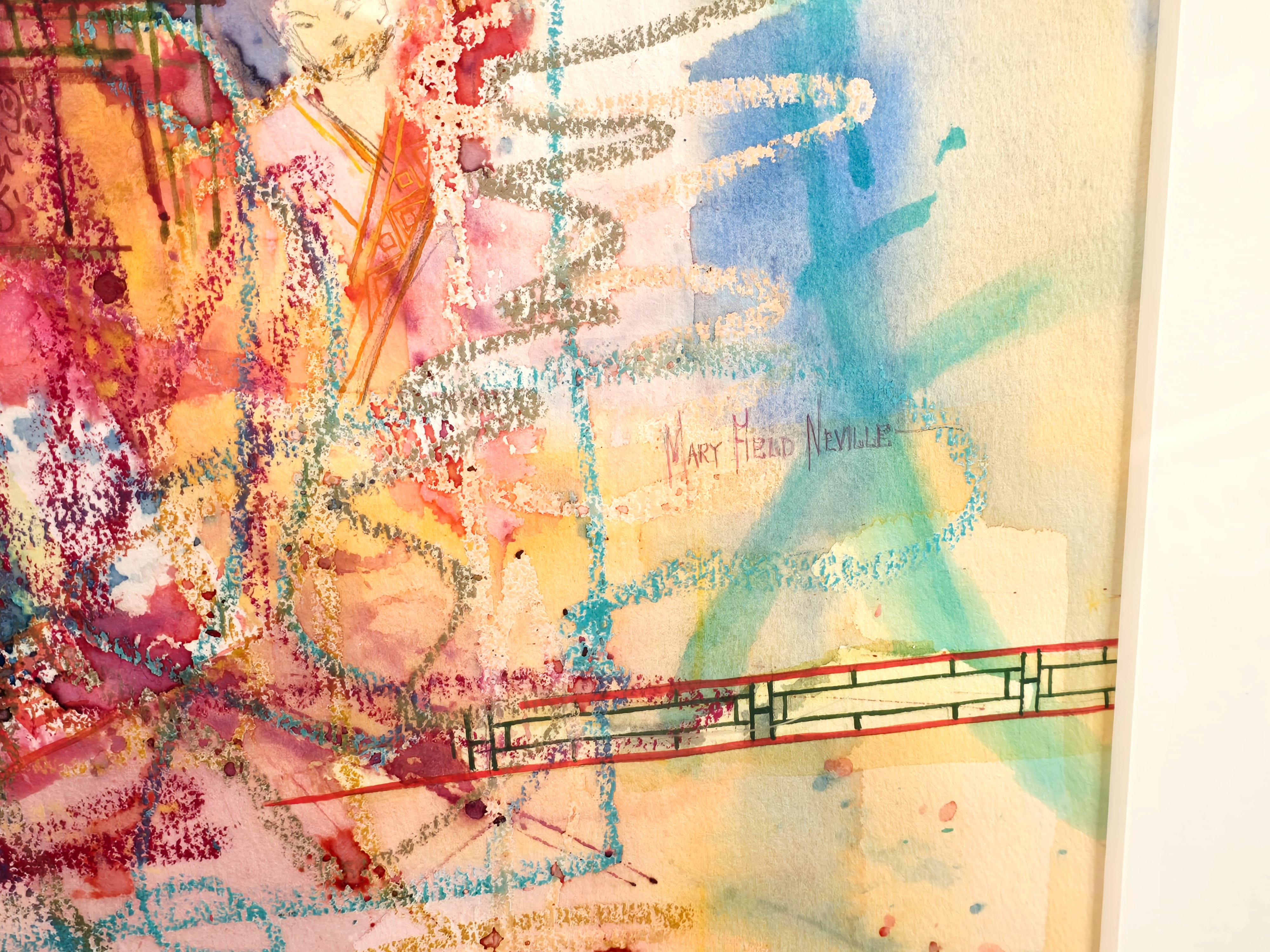 Asian Motif Abstract Painting Original Signed by Artist