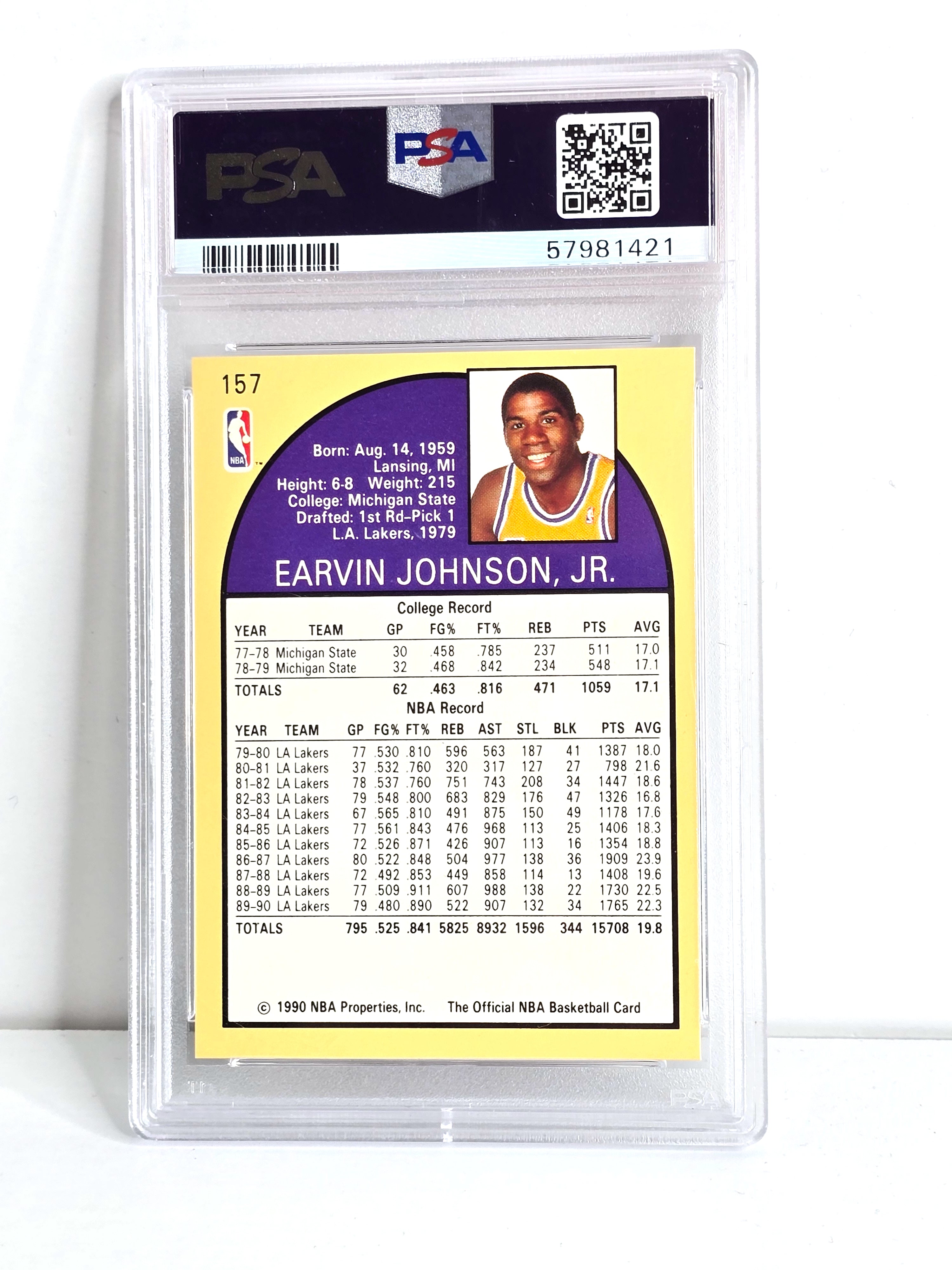 Magic Johnson Basketball Card 1990 NBA Hoops Graded PSA