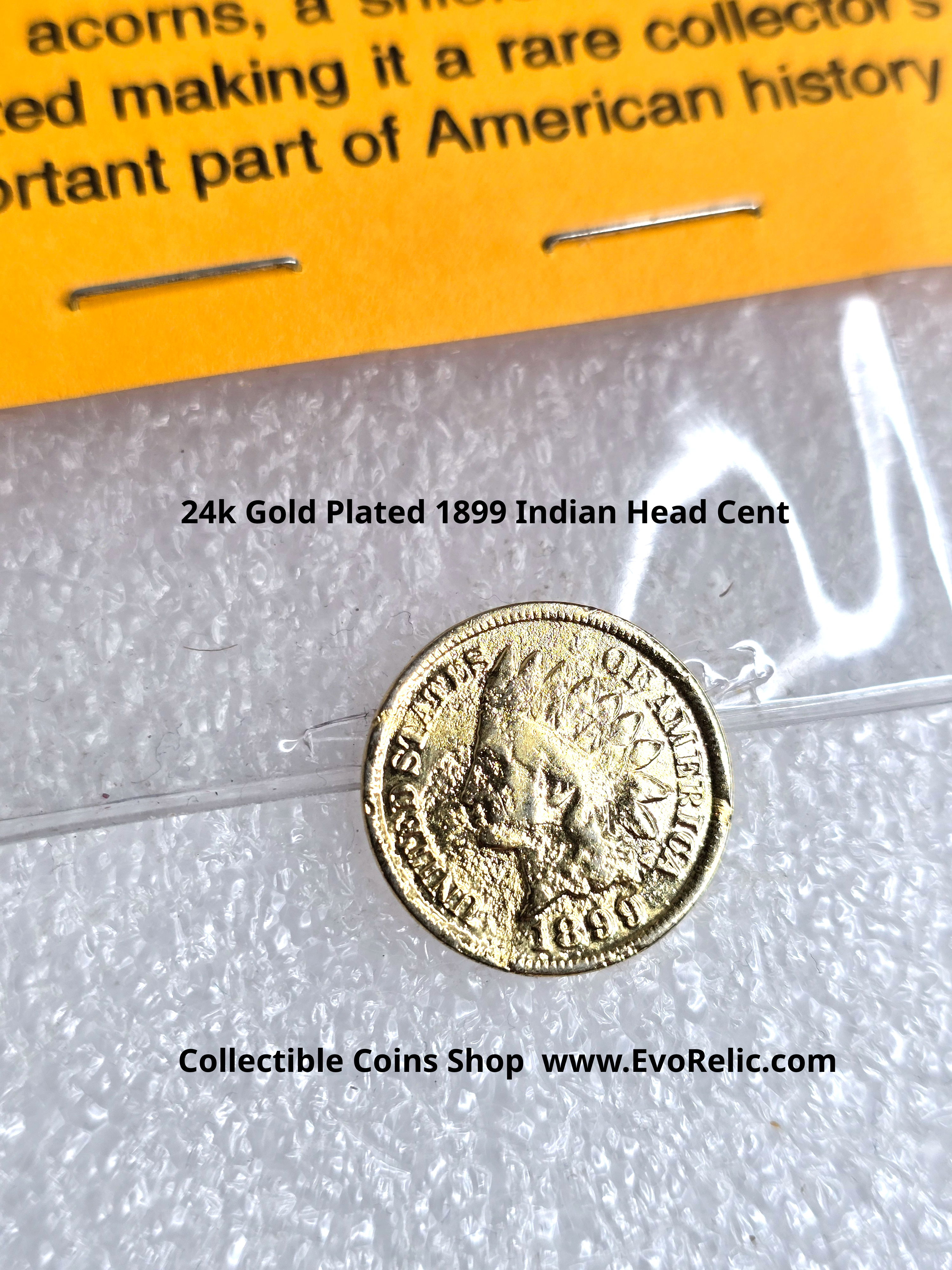 24k Gold Plated 1899 Indian Head Cent