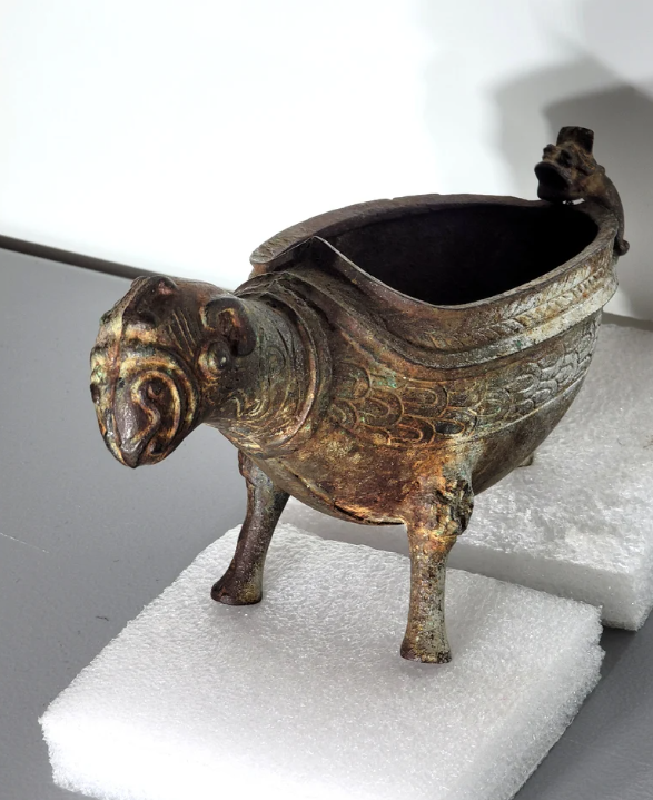 Antique Chinese Incense Burner Cast Iron Ram - Very Rare