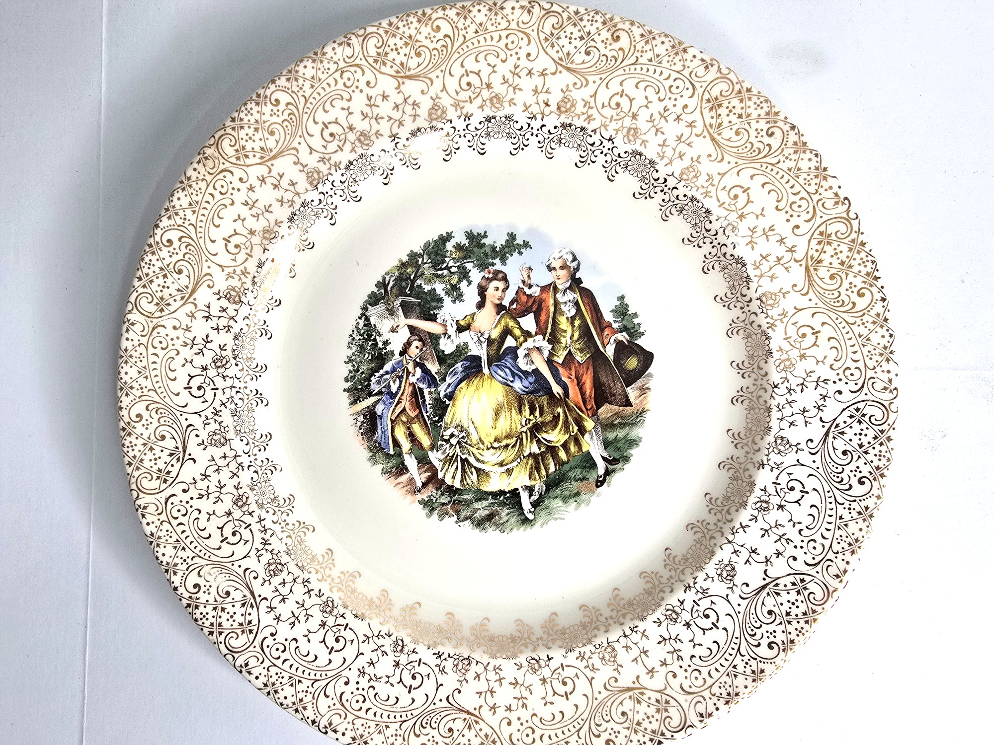 1940 Royal China Company Porcelain Plate 22k Gold Trim Hand Painted