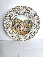 Art Capodimonte Italian Hand Painted Plate with 18k Gold Trim