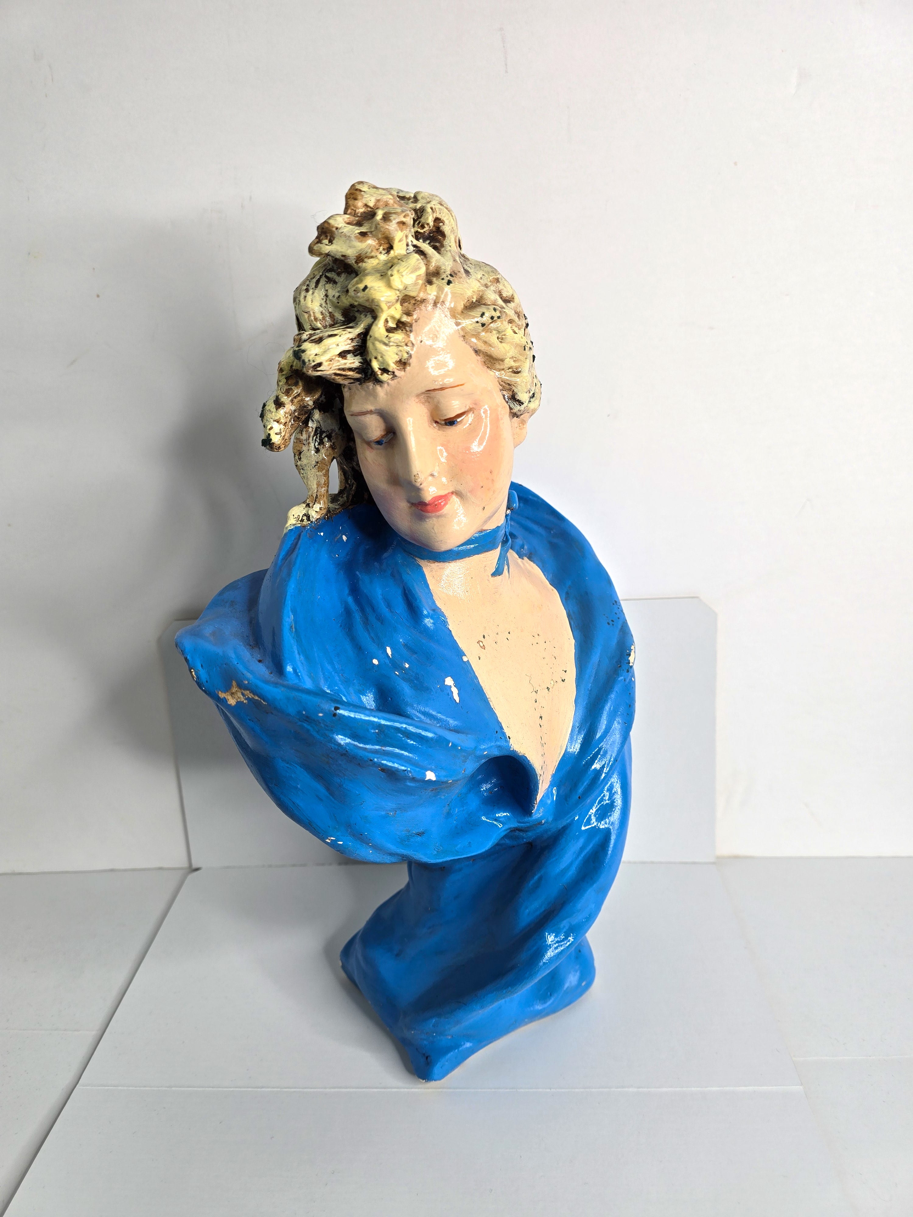 Art Chalkware Woman Bust Home Decor