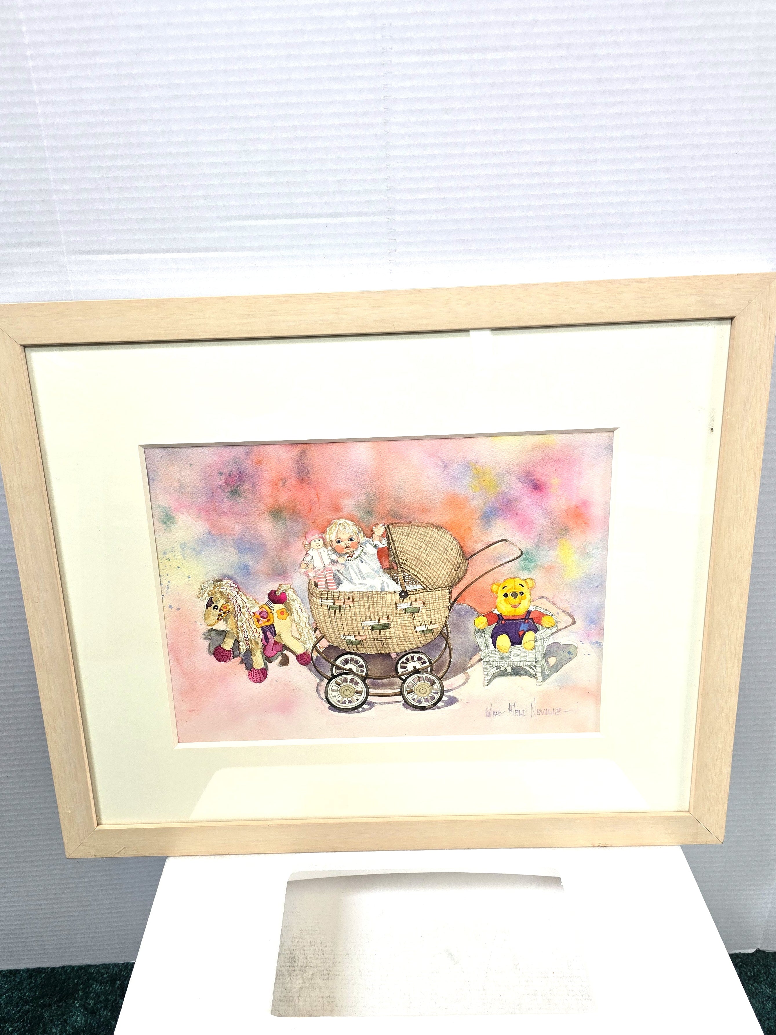 Kids Disney Pooh Bear - Art Painting Original Signed by Artist Watercolor