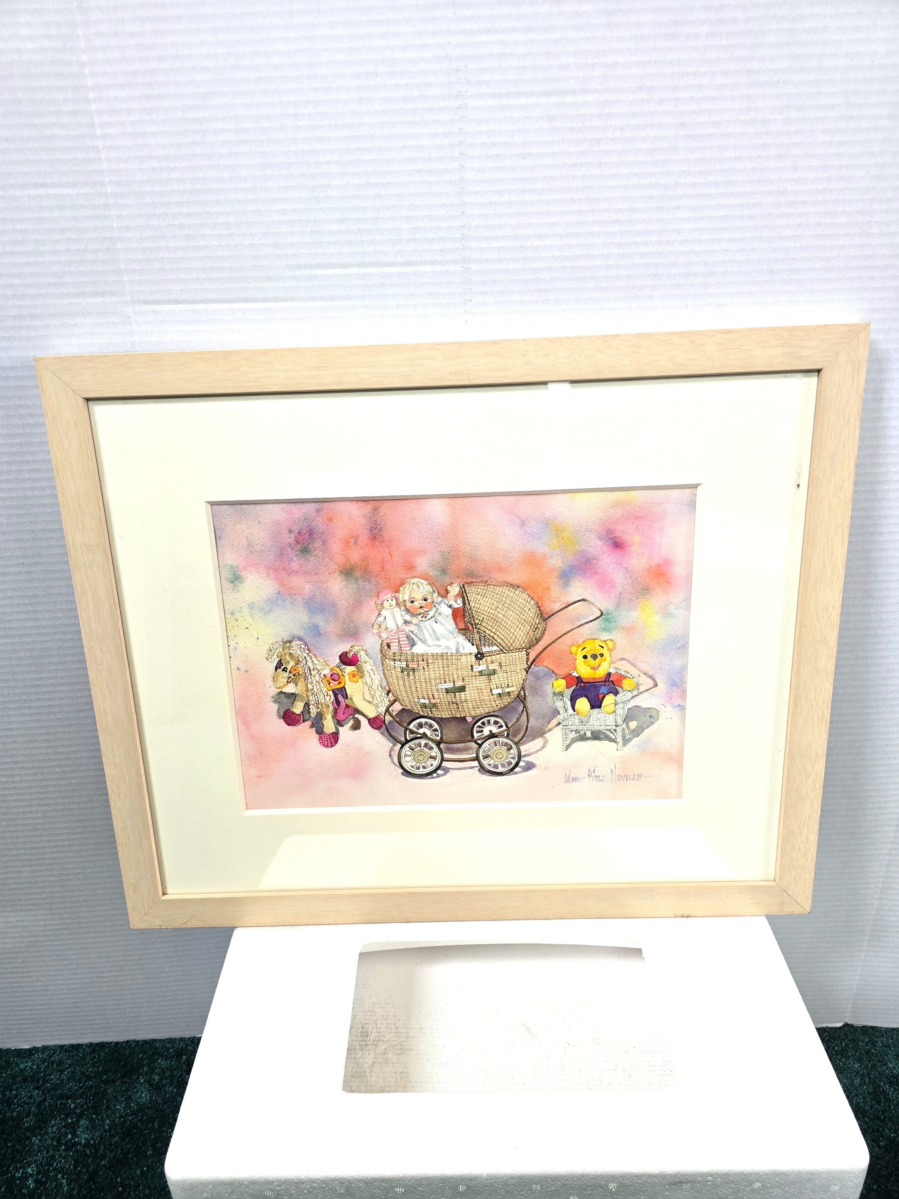 Art Painting Original Signed by Artist Watercolor Kids Disney Pooh Bear