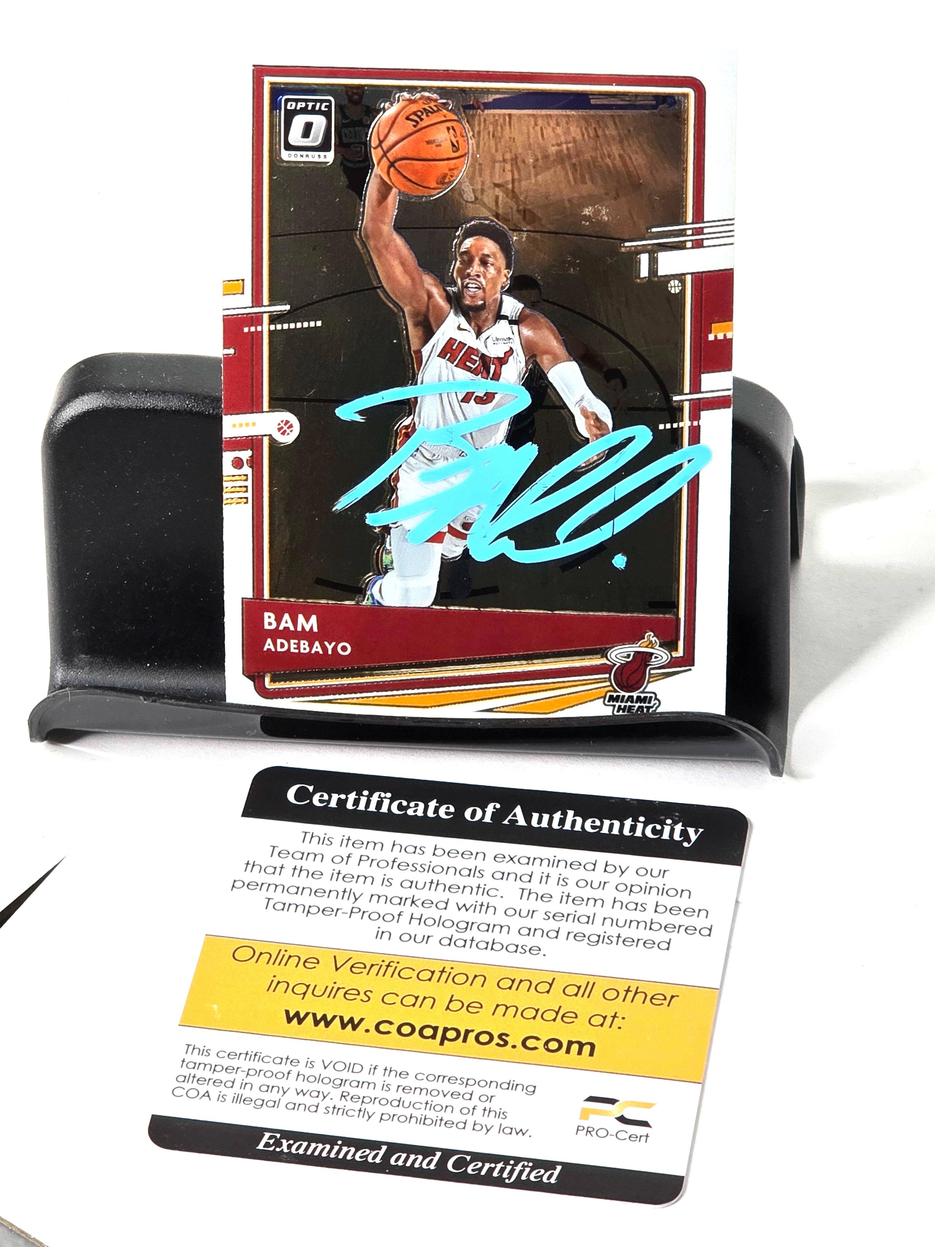 Bam Adebayo Autographed NBA Basketball Card 2020 Panini Donruss Optic No. 52