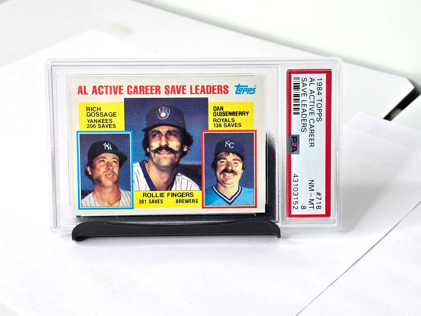 Topps Baseball Save Leaders Card 1984 Gossage Fingers Quisenberry