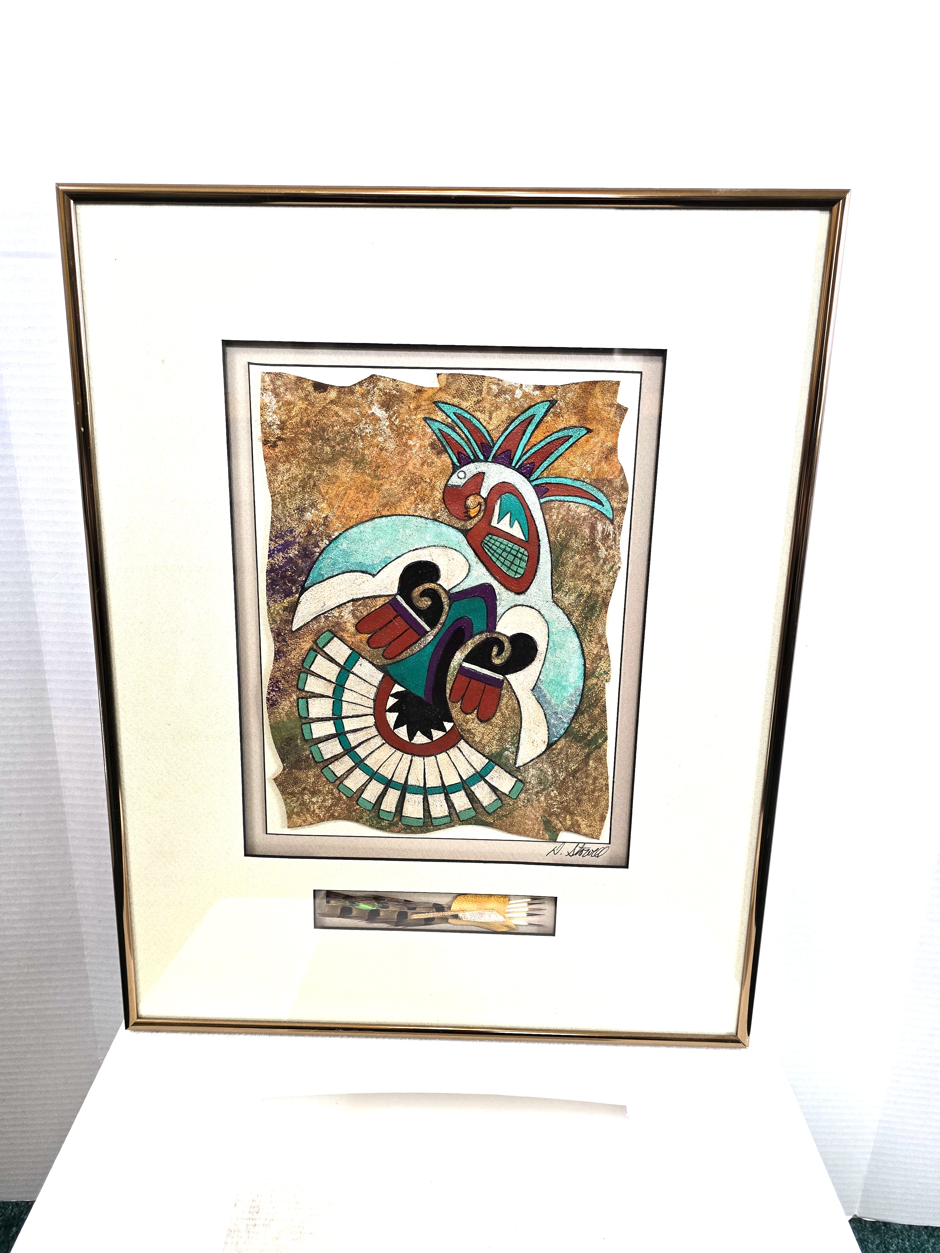 Bird Mixed Media Art Original Signed by Artist Deborah Stowell