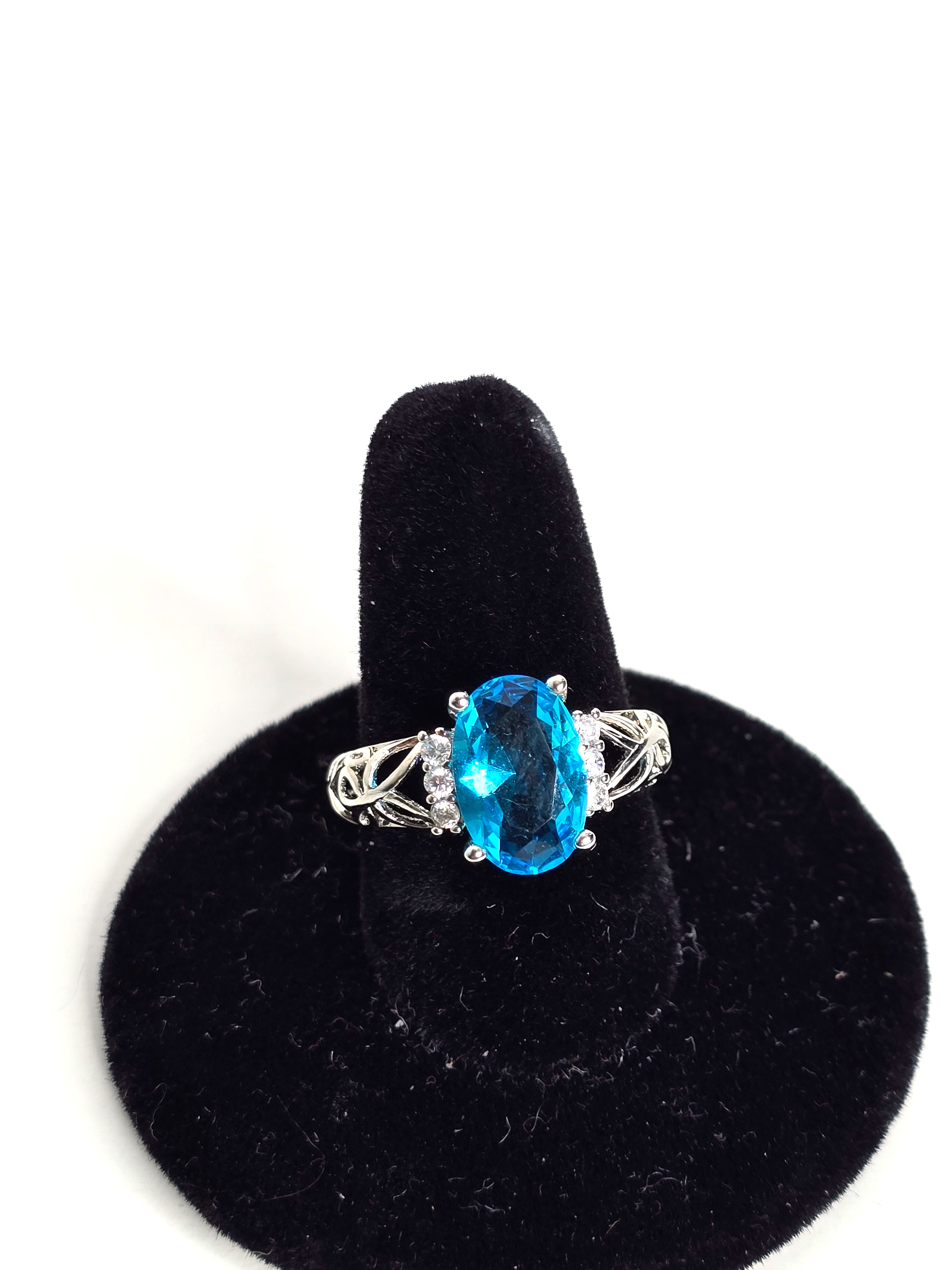 Blue Topaz Sterling Silver Ring Size 8
