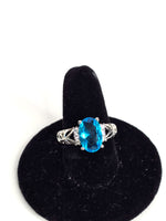 Blue Topaz Sterling Silver Ring Size 8