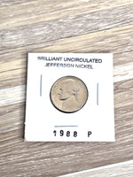Brilliant Uncirculated U.S. Coin 1988-P Jefferson Nickel