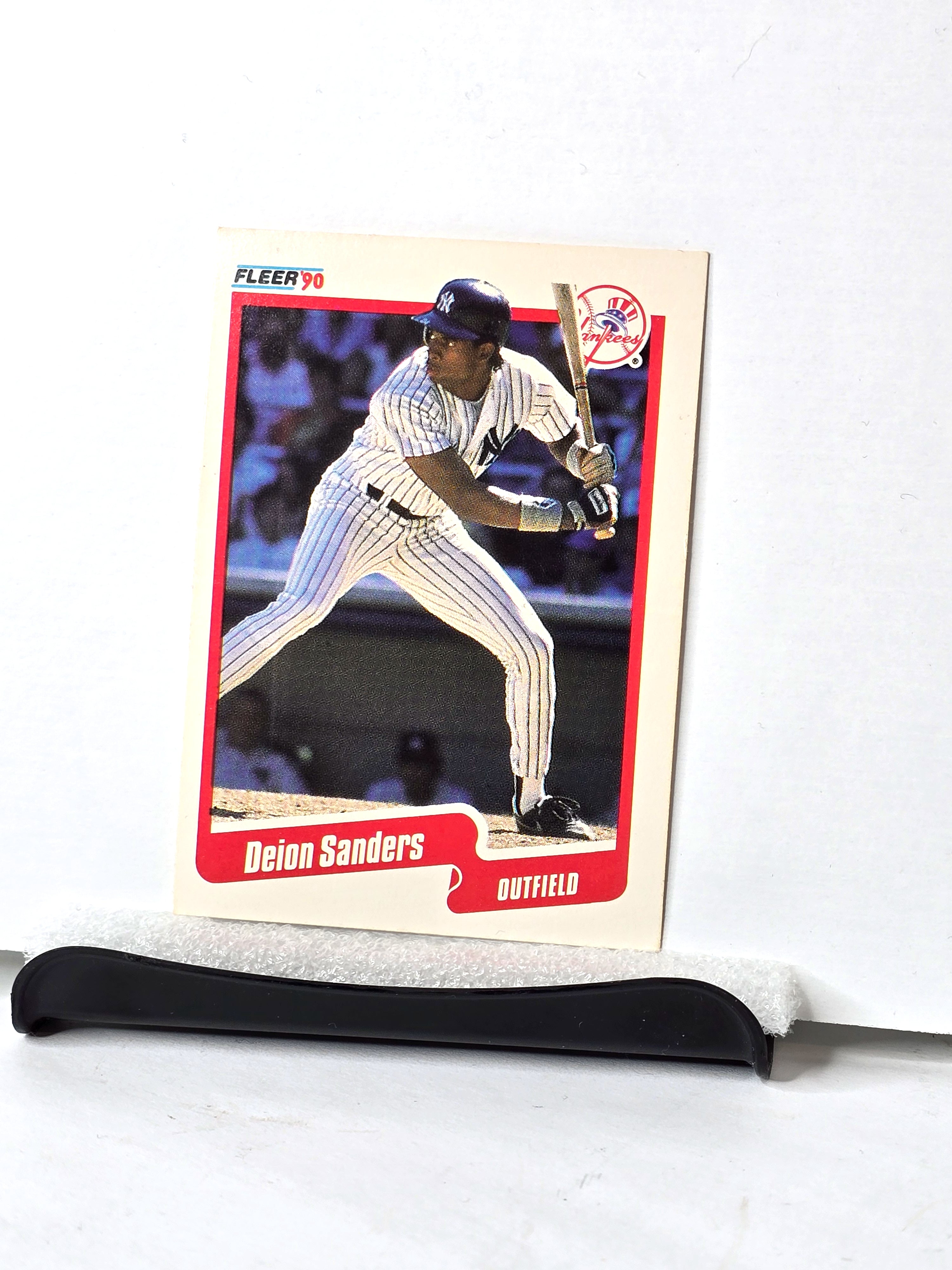 Deion Sanders MLB Baseball Card New York Yankees 1990 Fleer No. 454
