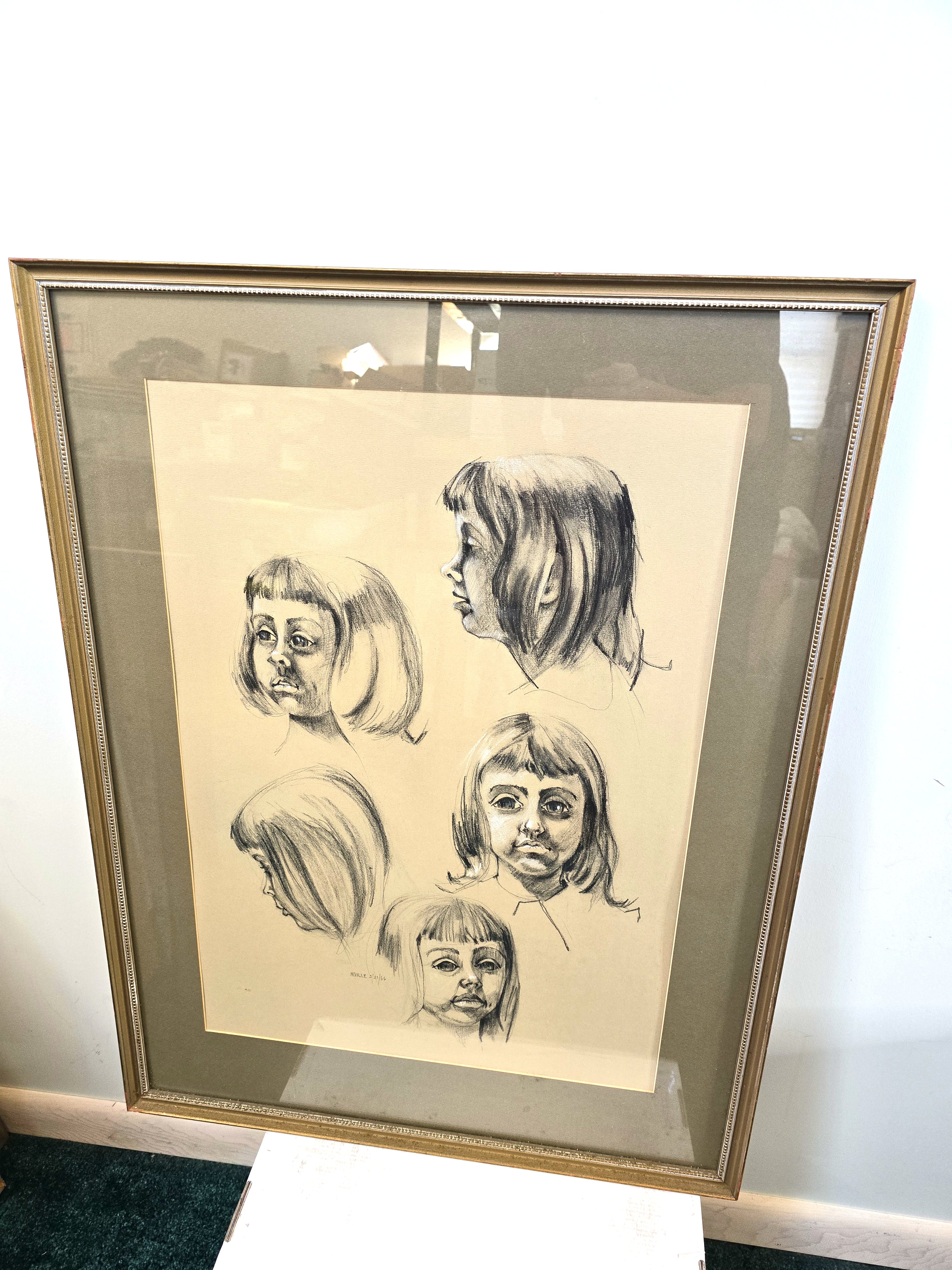 Faces Portrait Art Drawing Original Signed by Artist