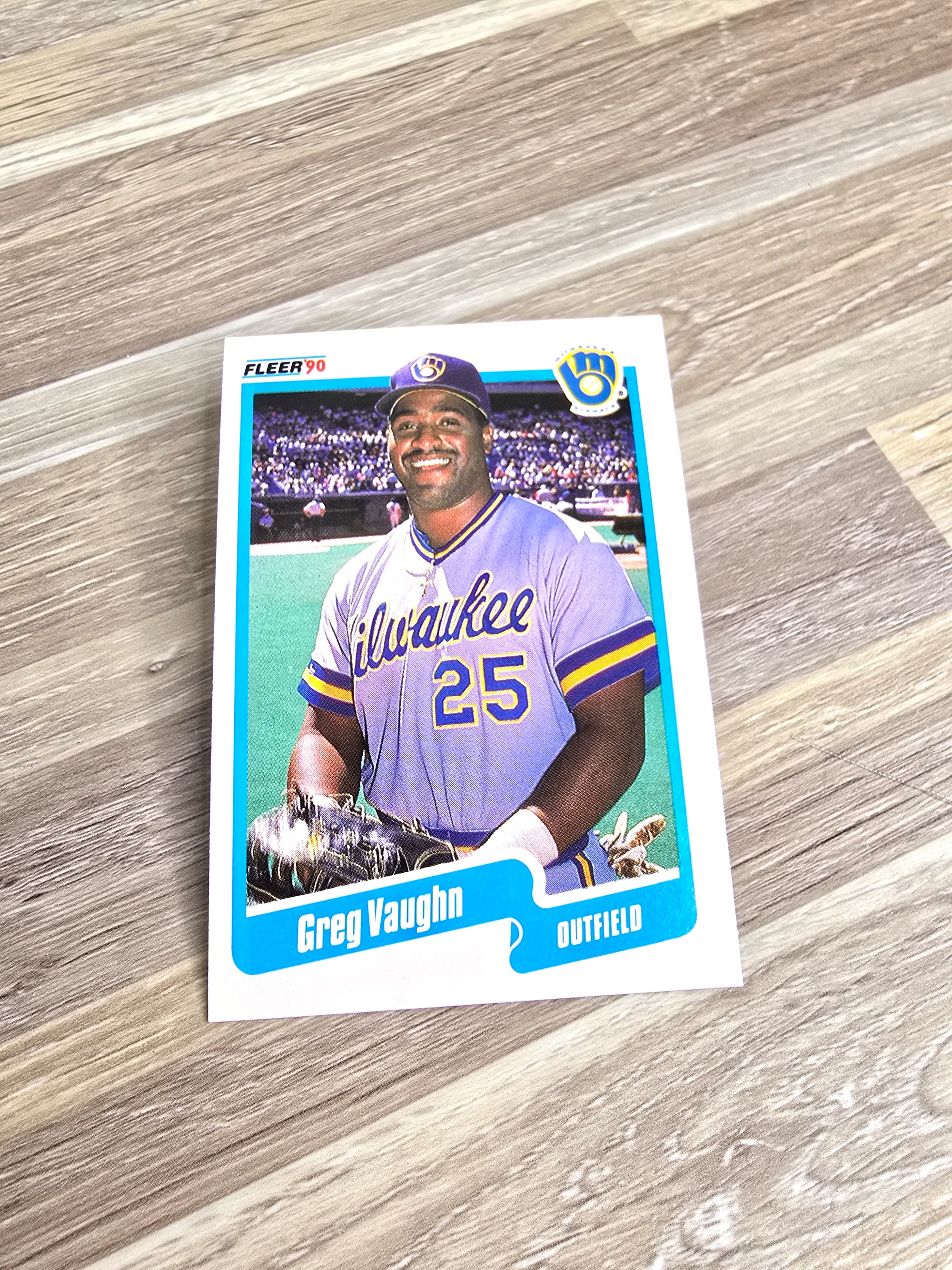 Fleer Baseball Card Greg Vaughn 1990 Brewers No. 339