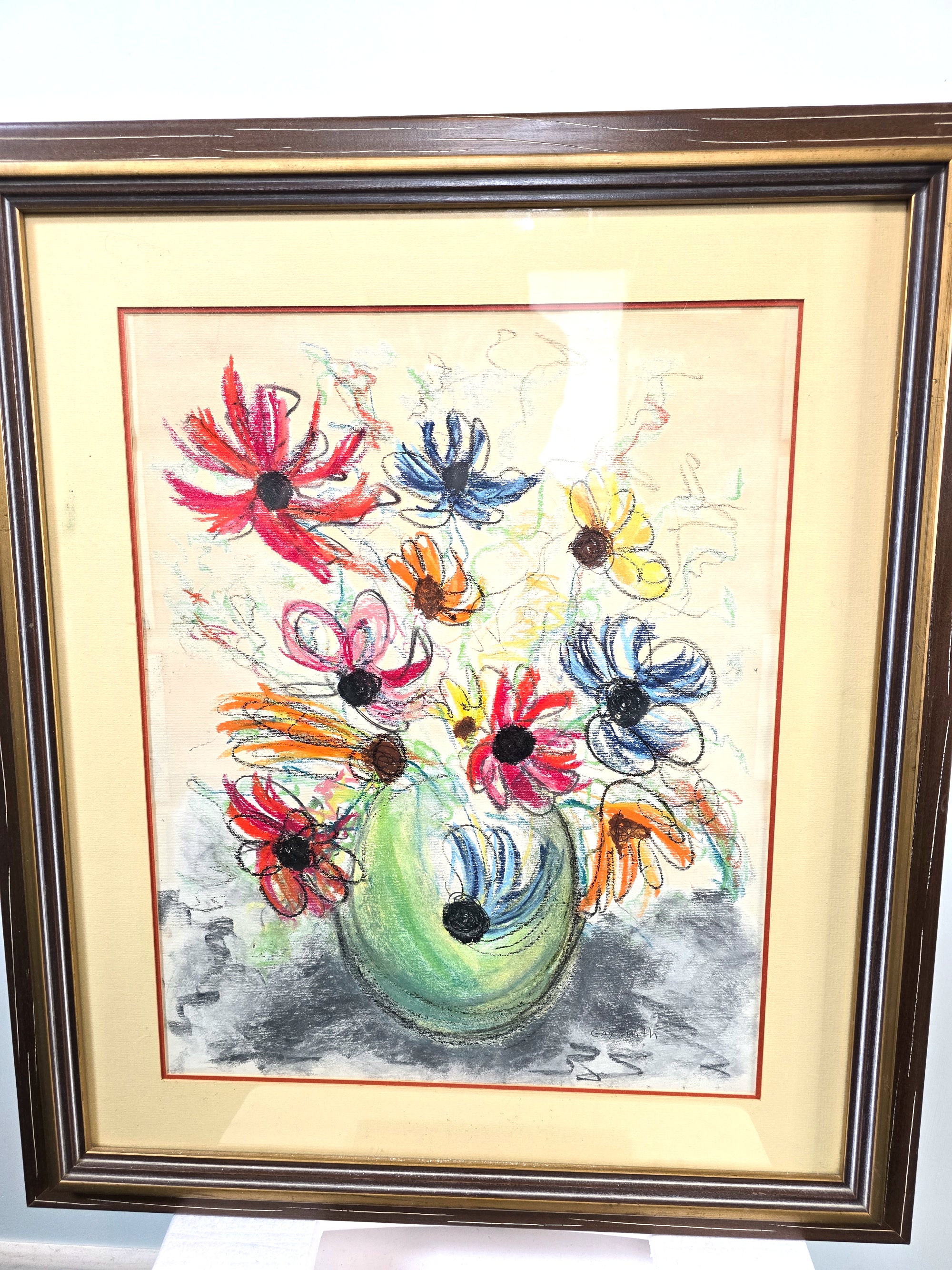 Flower Blooming Vase Painting Signed by Gay Smith